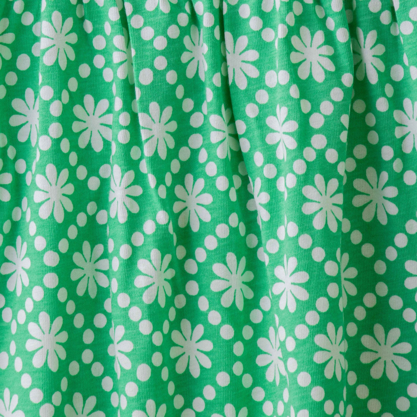Baby Girls' Cap Sleeve Cotton Dress – Green Floral Print with Bow Detail
