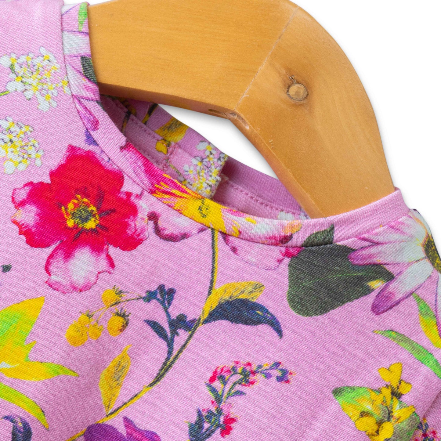 Baby Girls All Over Flowers Printed Below Knee Casual Dress - Pink