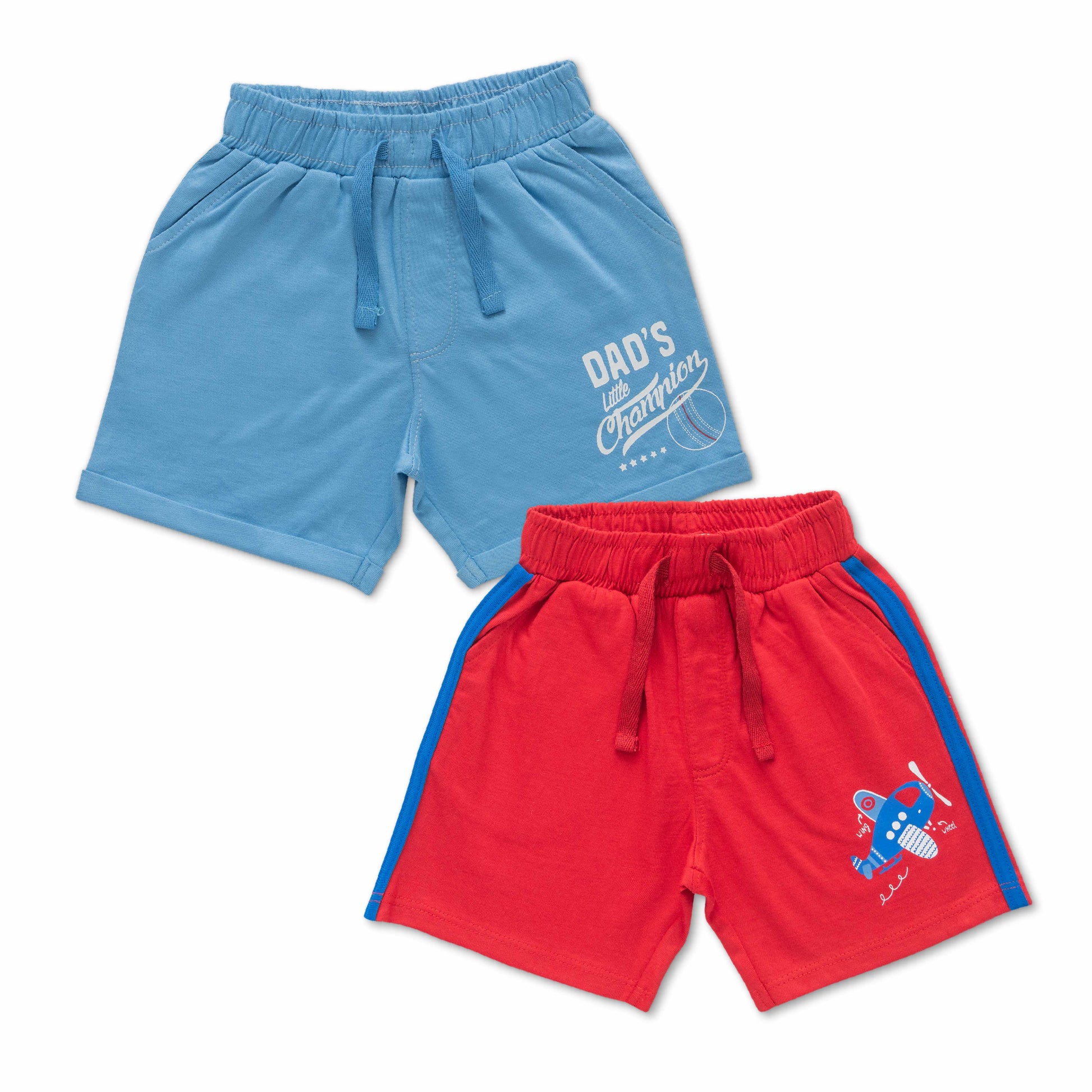 Baby Boys’ 2-Pack Cotton Shorts – Sports & Airplane Print Combo Set