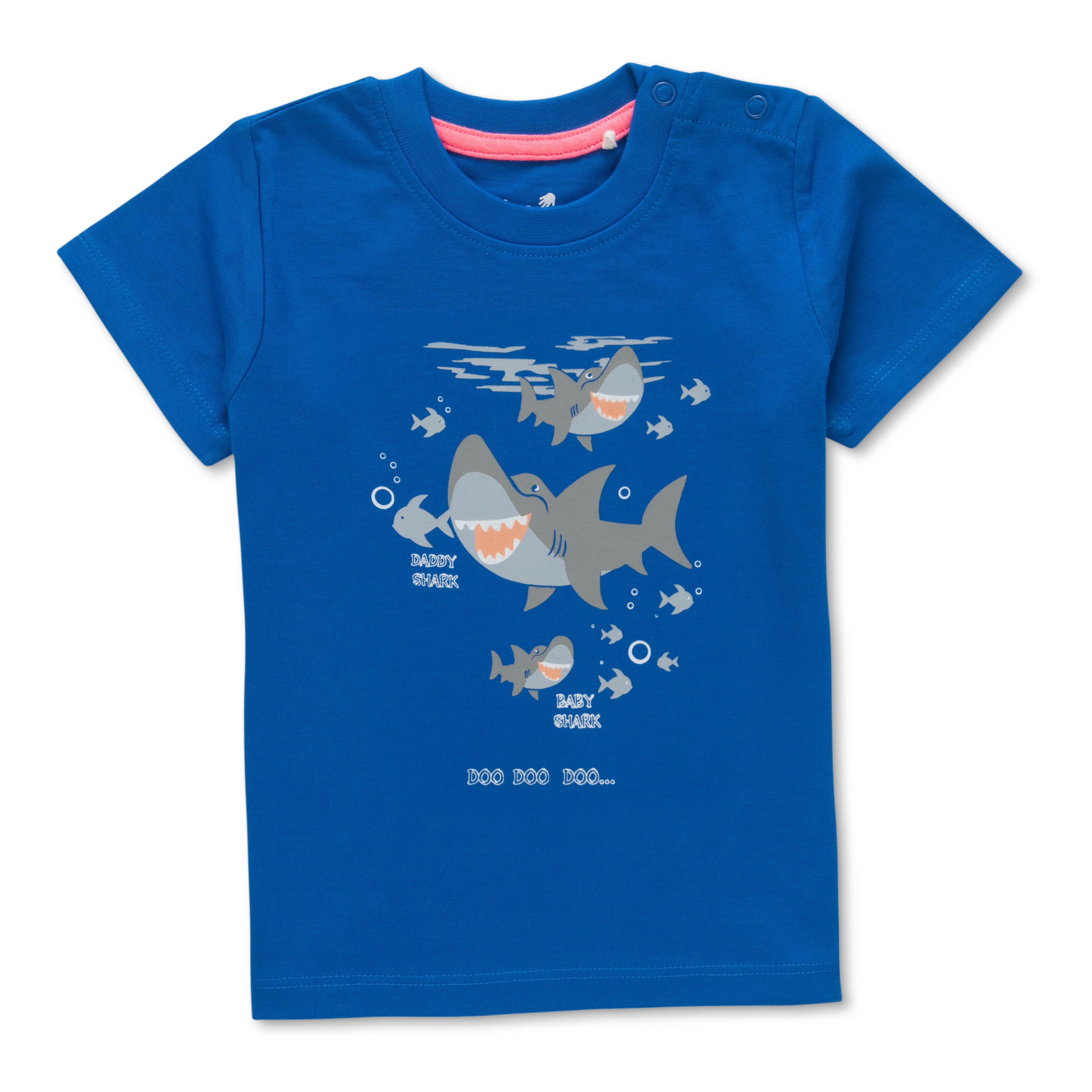 "Baby Boys' Printed T-Shirt Pack – Set of 3 (Astronaut, Shark, and Ocean Theme) – 100% Cotton Tees"