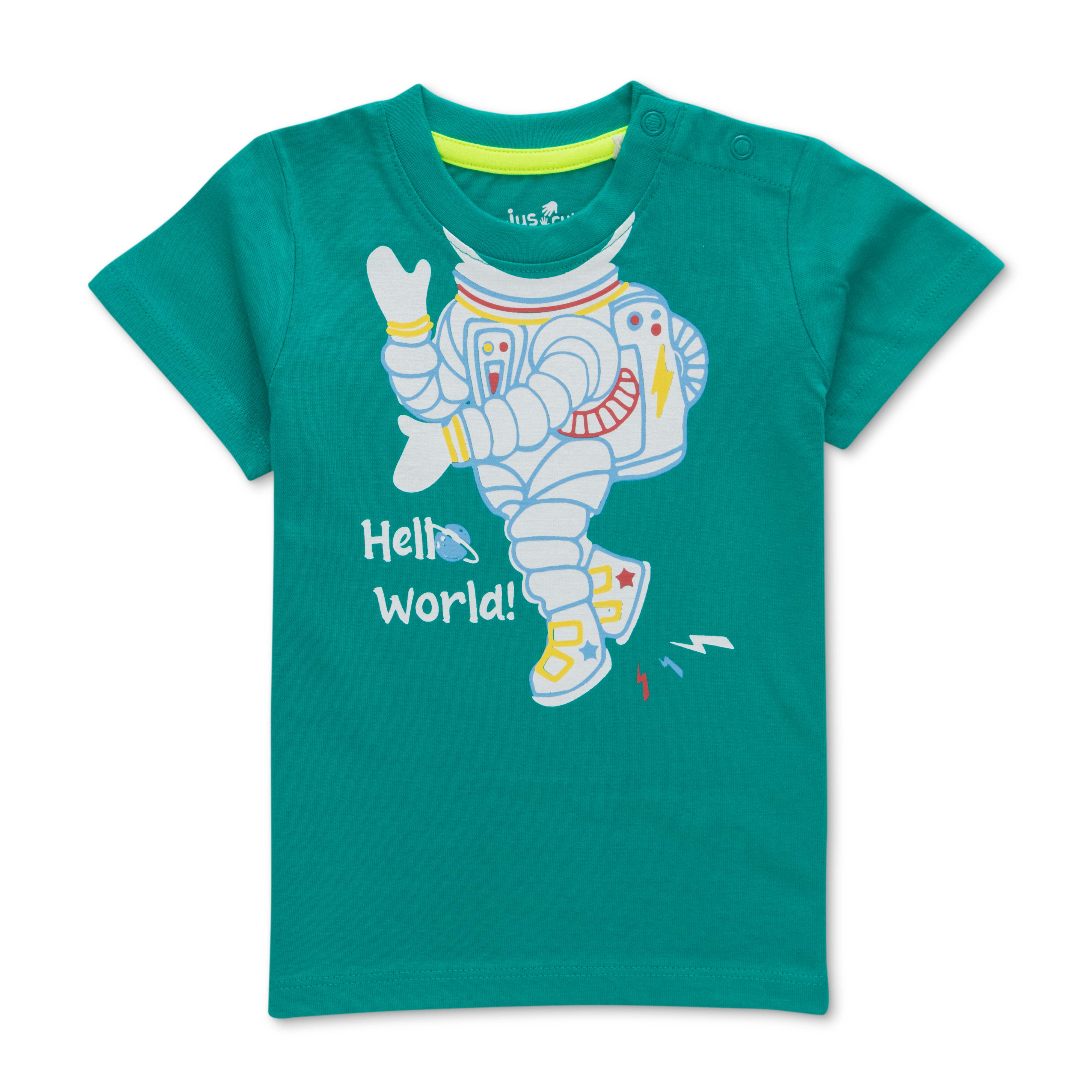 "Baby Boys' Printed T-Shirt Pack – Set of 3 (Astronaut, Shark, and Ocean Theme) – 100% Cotton Tees"