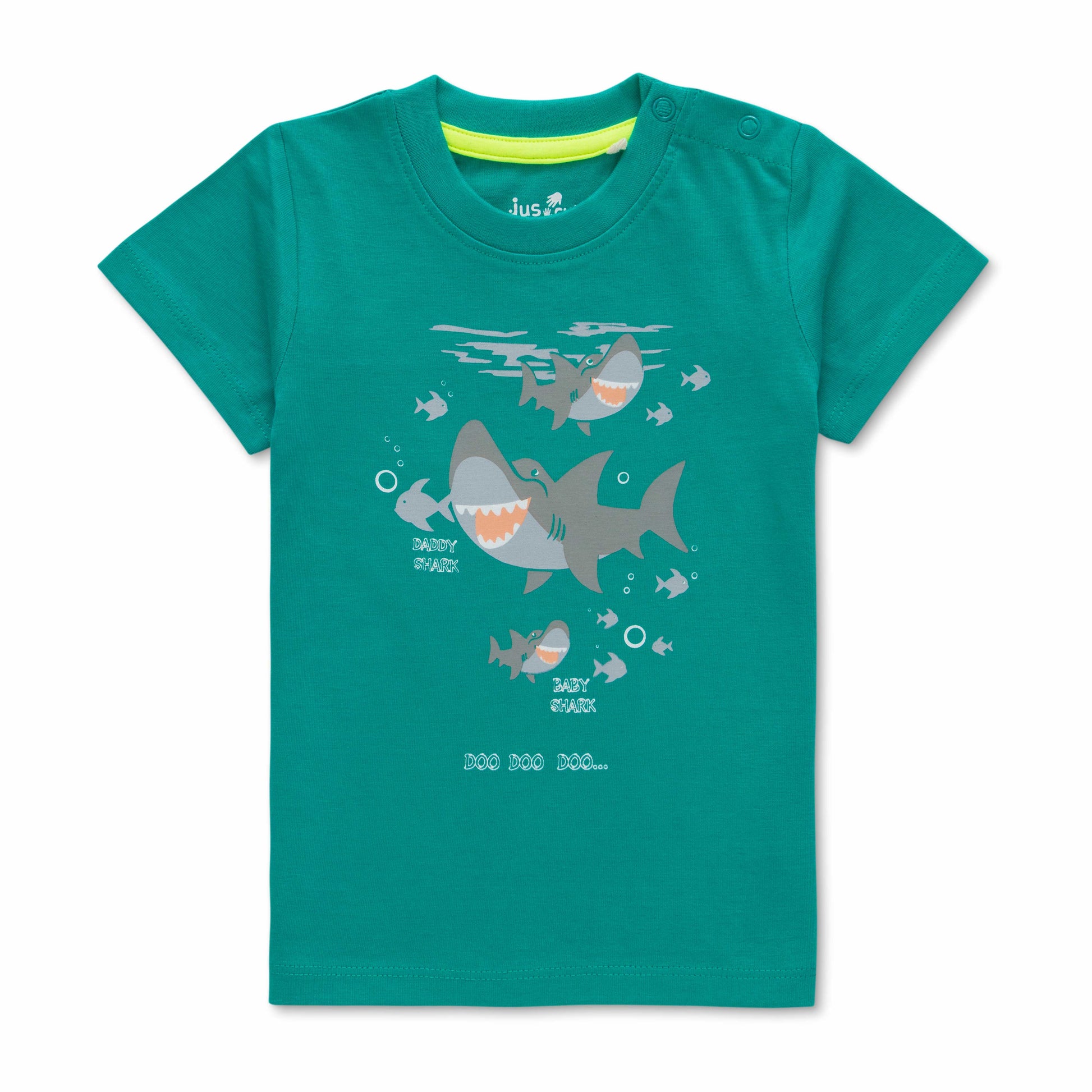 "Baby Boys' Printed T-Shirt Combo – Pack of 3 (Dino, Shark & Dad's Copilot Designs) – 100% Cotton"