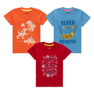 "Baby Boys' Graphic T-Shirt Set – Pack of 3 (Dino, Cool Monster & Nautical Prints) – 100% Cotton Tees"