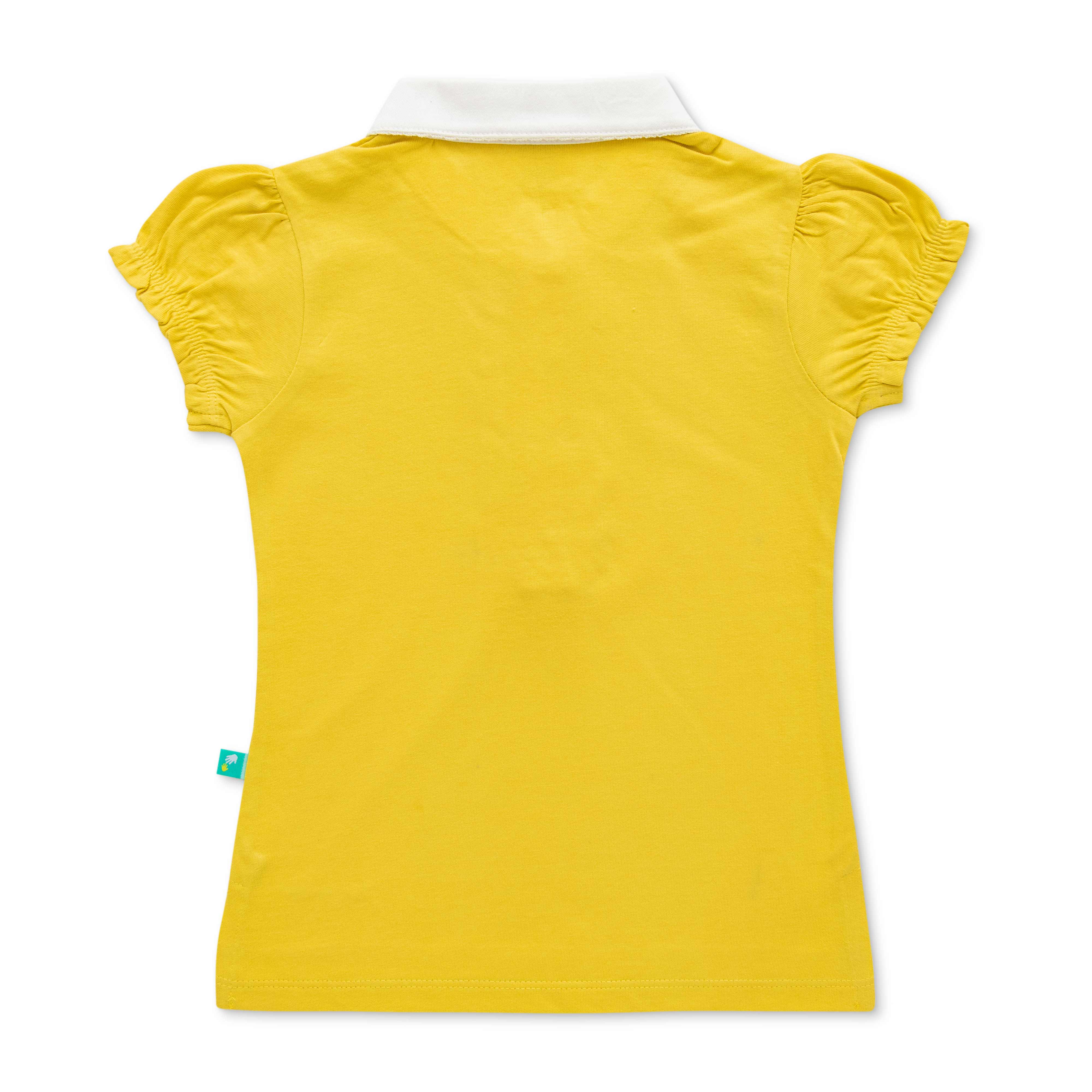 Girls 100% Cotton Polo T-Shirts -Yellow