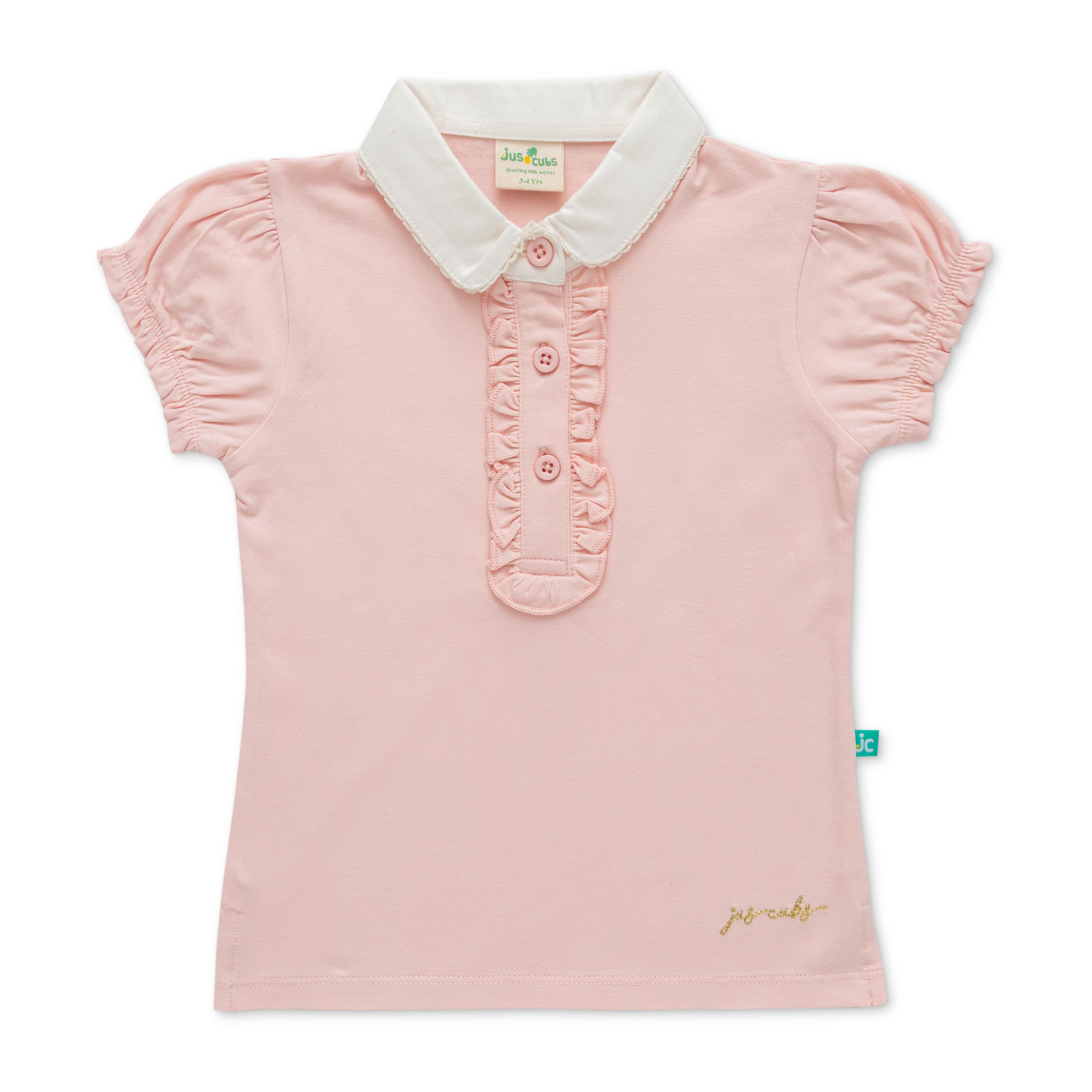 Girls 100% Cotton Polo T-Shirts -Pink
