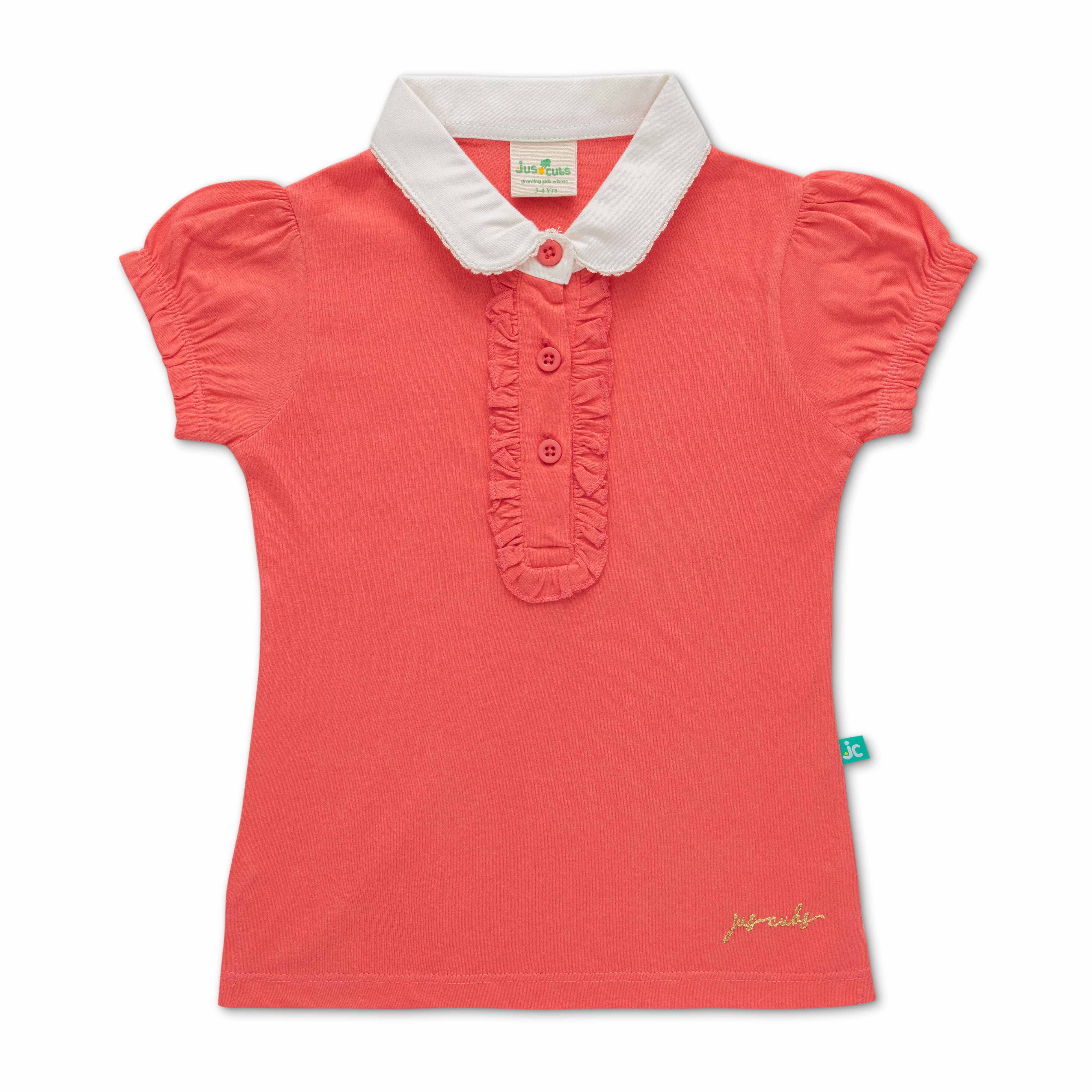Girls 100% Cotton Polo T-Shirts -Fushia