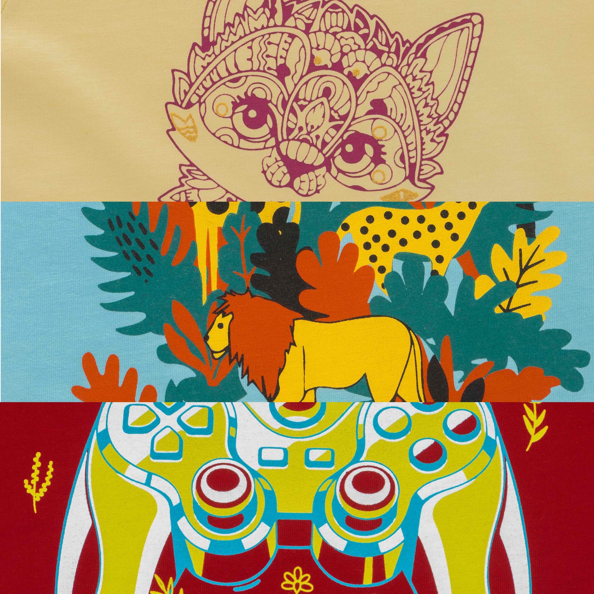 "Girls' Cotton Printed T-Shirts – Pack of 3 Colorful Short Sleeve Tees with Fun Graphics"