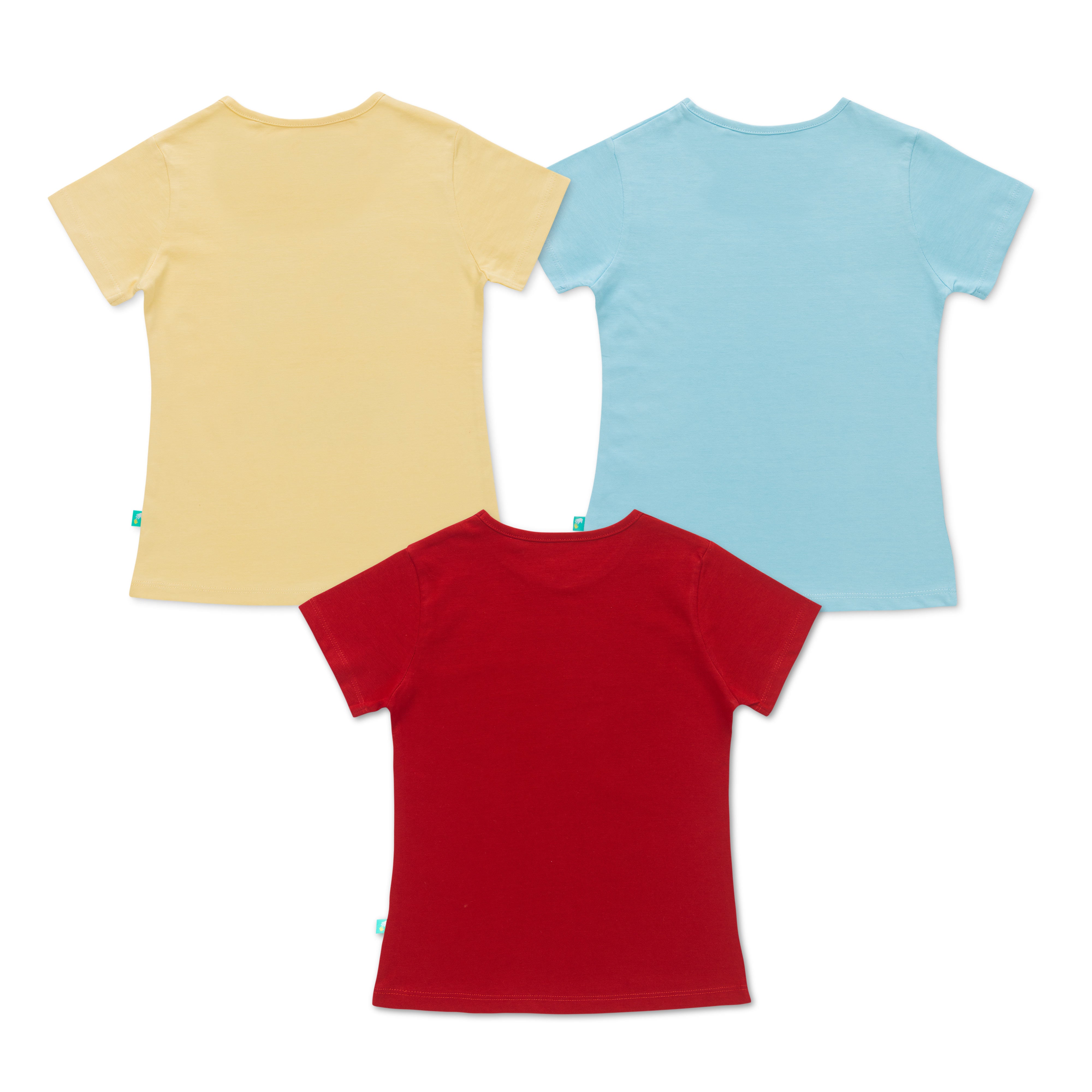 Girls Half Sleeves  Printed Tee Pack Of 3