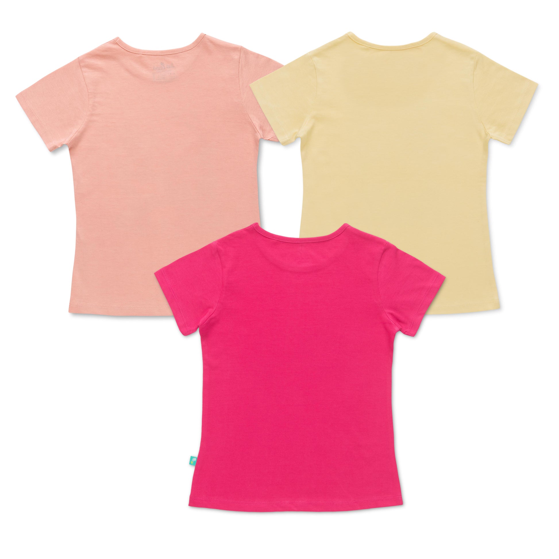 "Girls' Cotton Printed T-Shirt Set – Pack of 3 Colorful Tees with Fun Graphics"