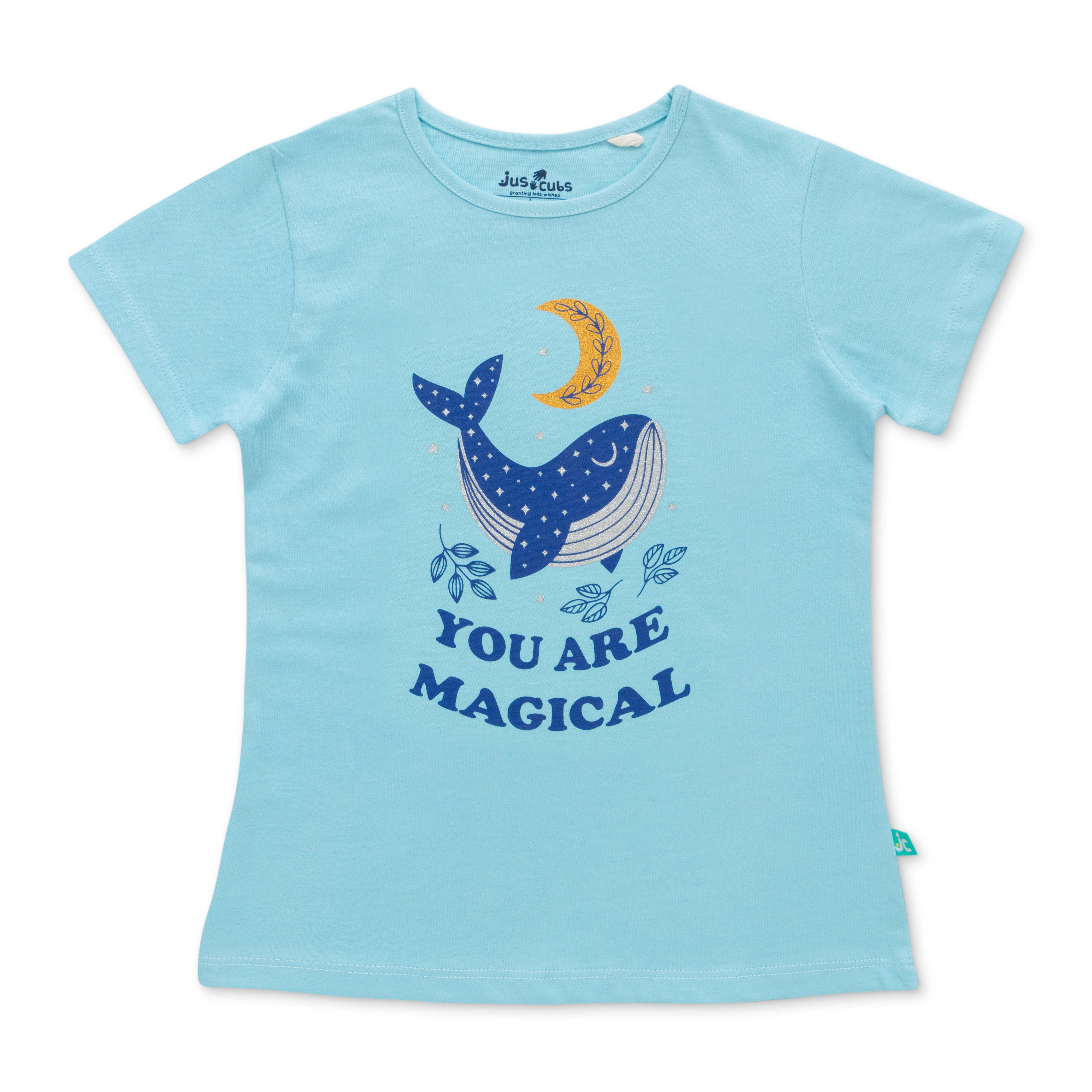 Pack of 3 Girls' Cotton T-Shirts – Fun Prints Featuring Music, Whale & Game Controller Designs