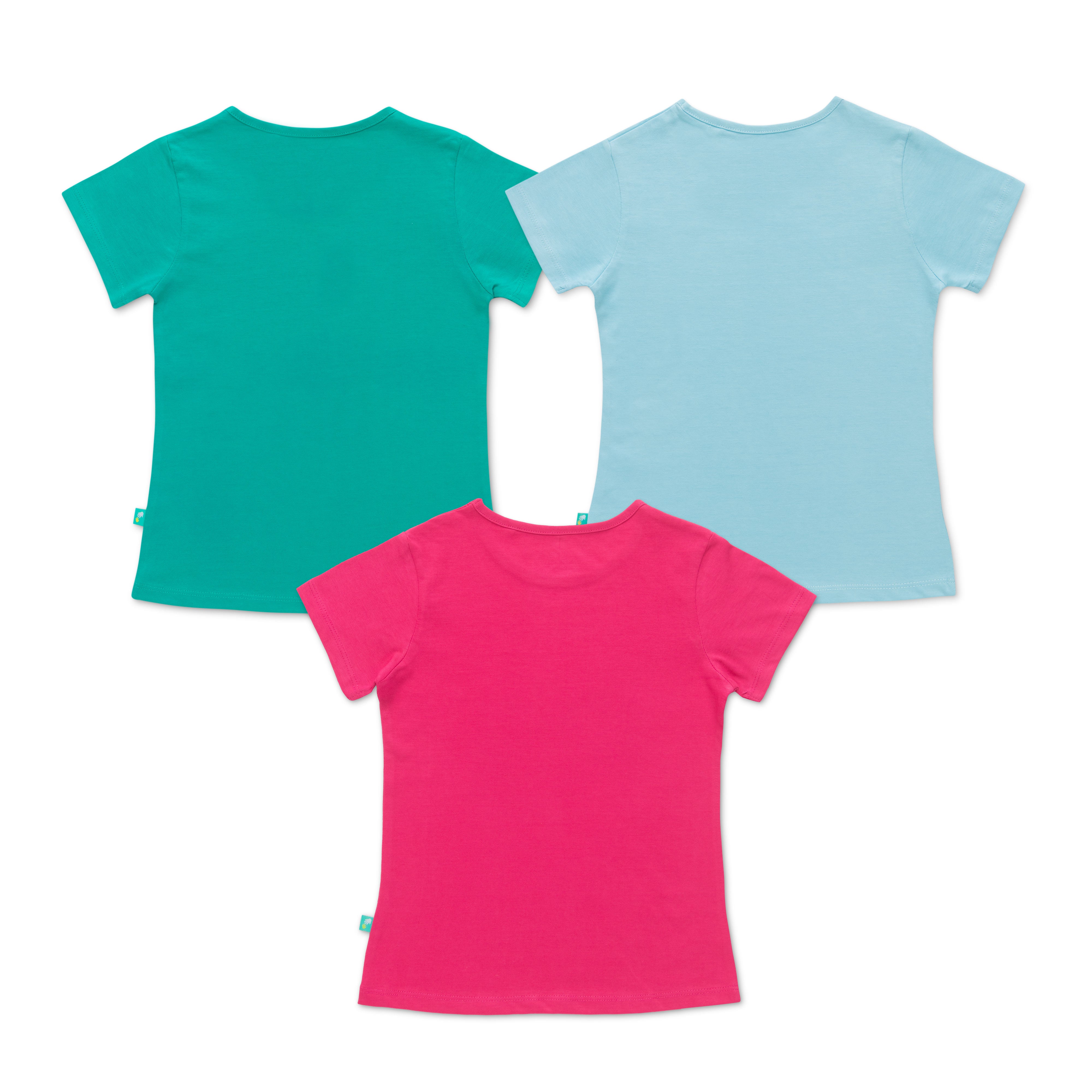 Pack of 3 Girls' Cotton T-Shirts – Fun Prints Featuring Music, Whale & Game Controller Designs