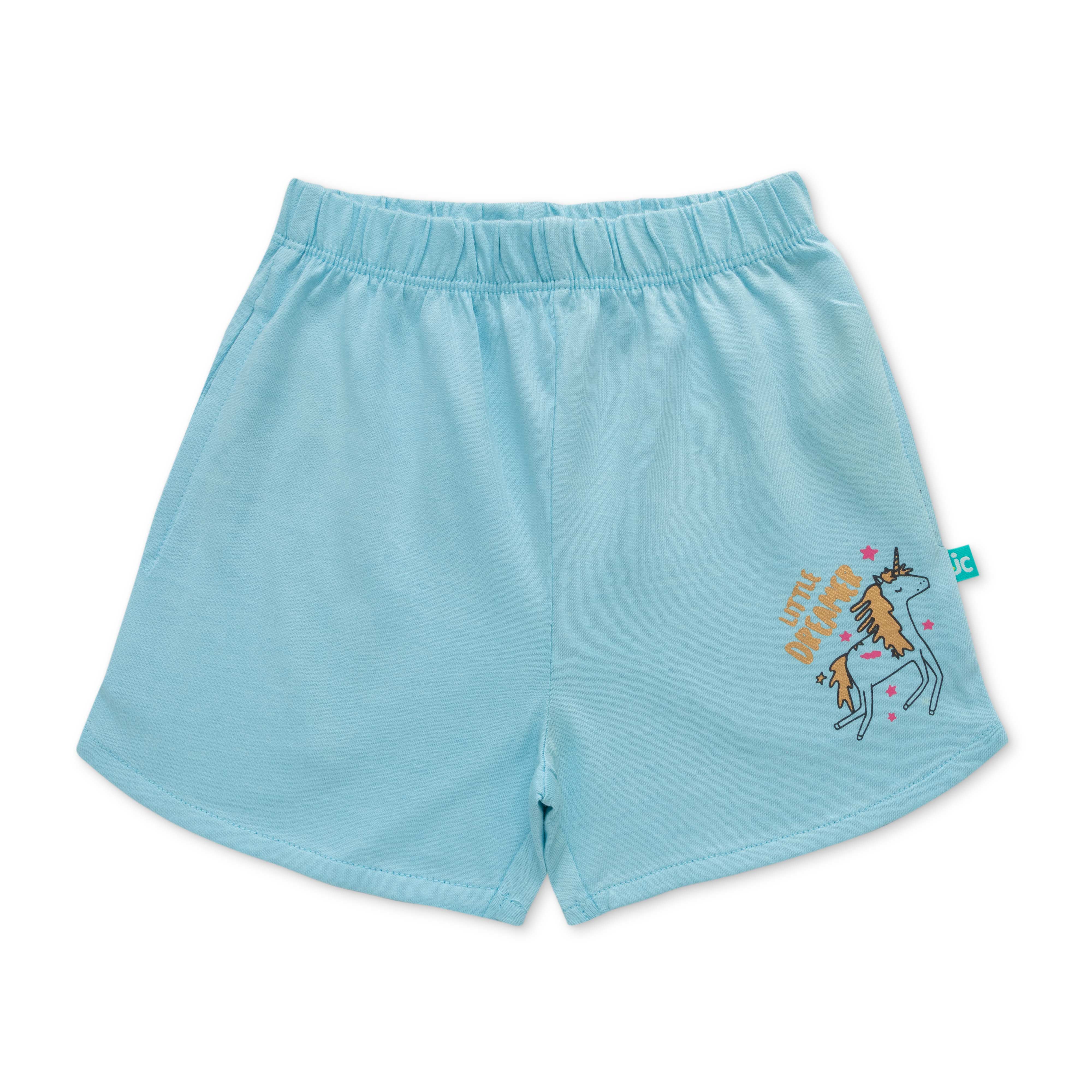Toddler Girls Striped Pure Cotton T-shirt with Shorts- Blue