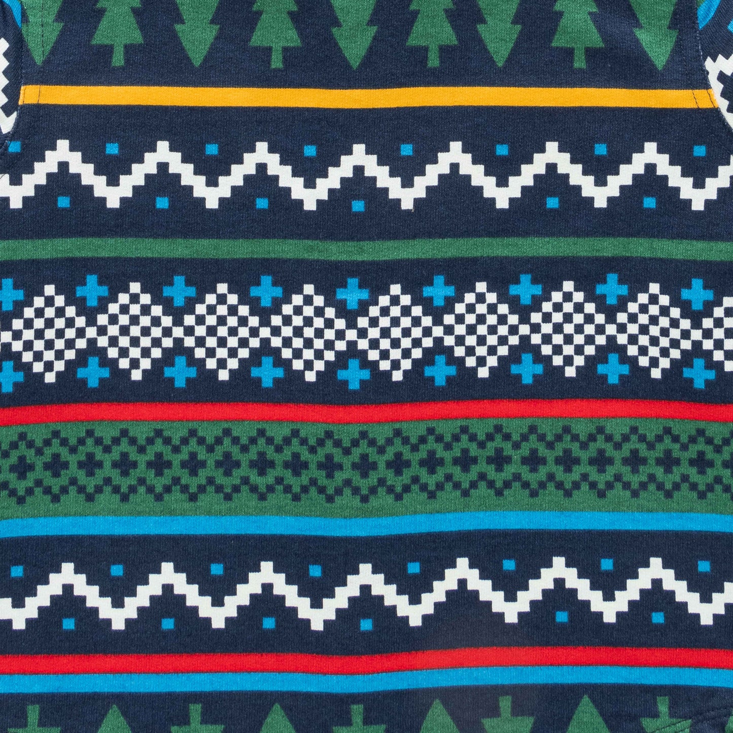 Boys' Long Sleeve Button-Up Flannel Shirt – Festive Forest & Geometric Print