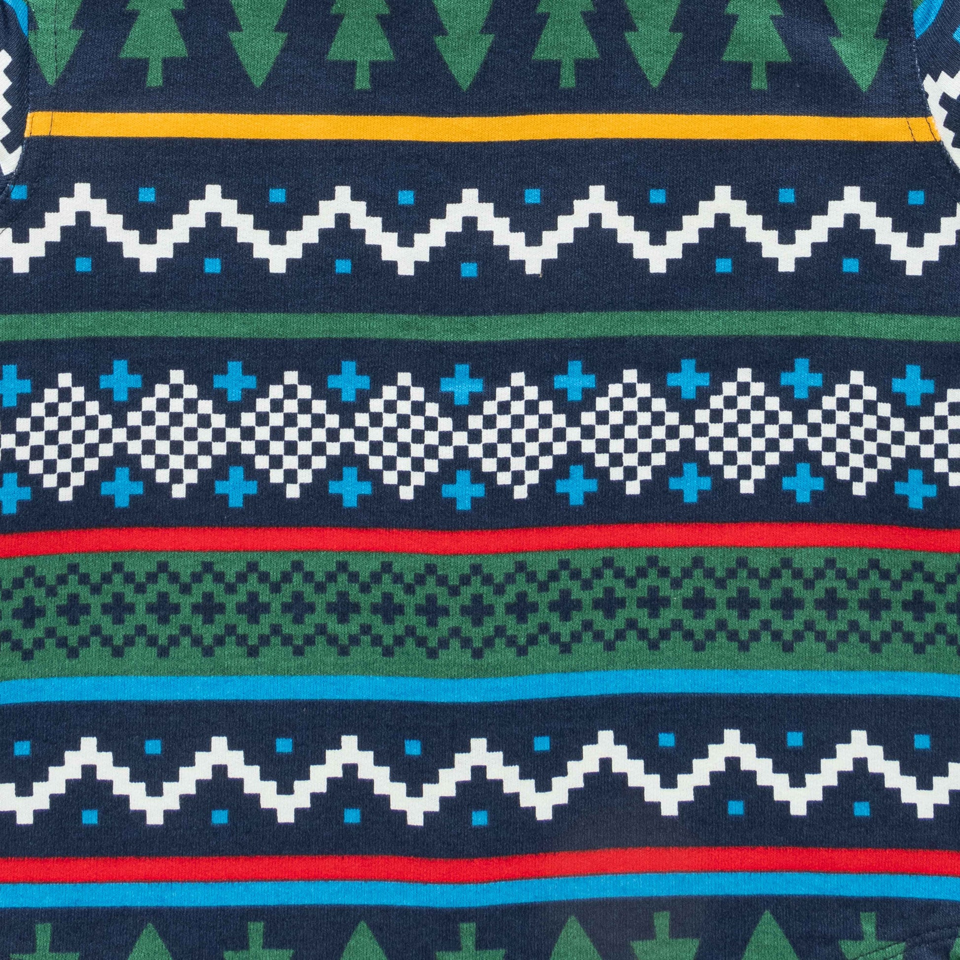 Boys' Long Sleeve Button-Up Flannel Shirt – Festive Forest & Geometric Print