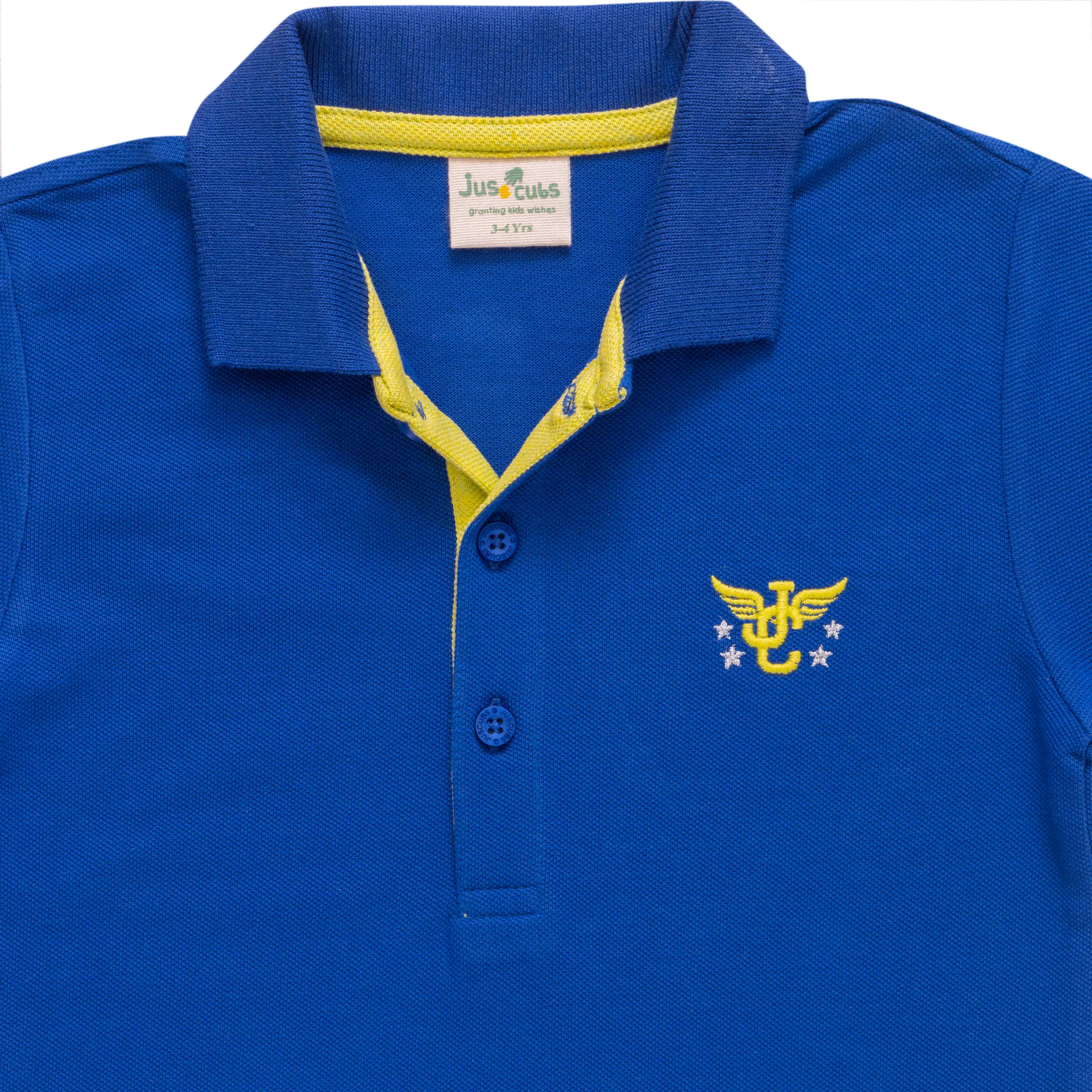 Boys Shoulder Patch work & chest Emboridery work Half Sleeve  BioWashed Polo T-shirts