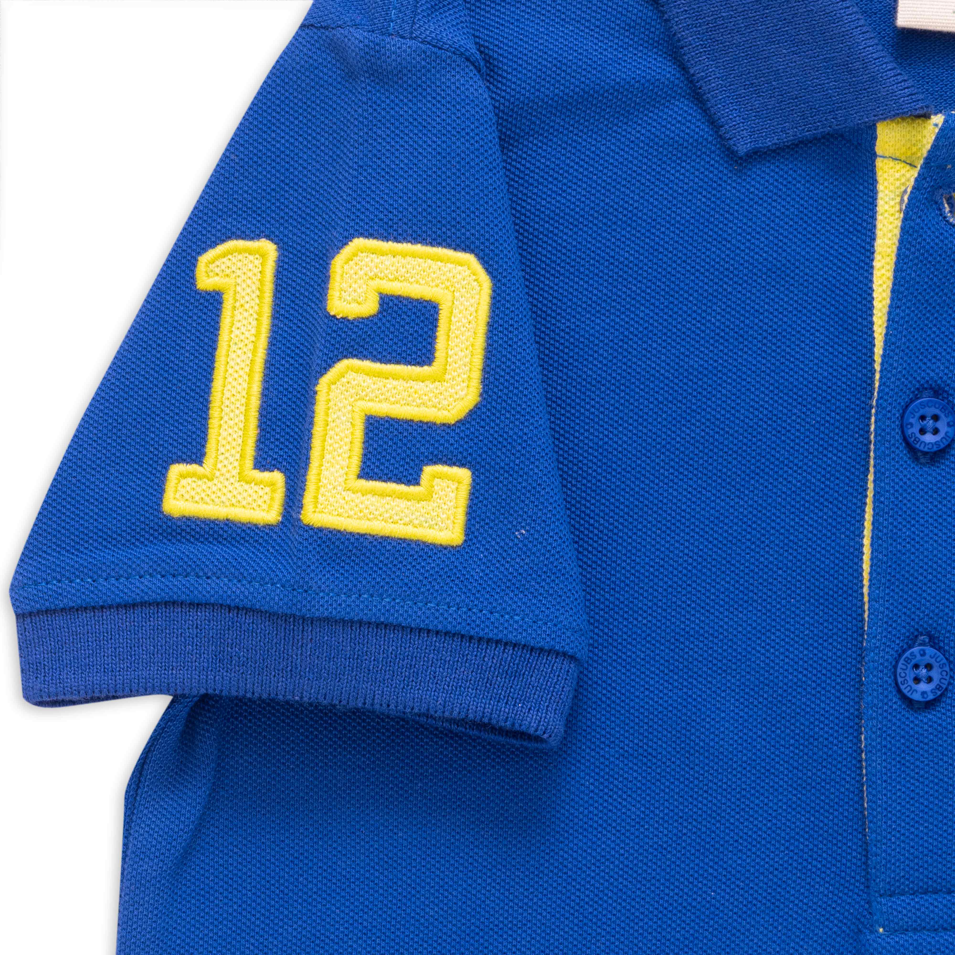 Boys Shoulder Patch work & chest Emboridery work Half Sleeve  BioWashed Polo T-shirts