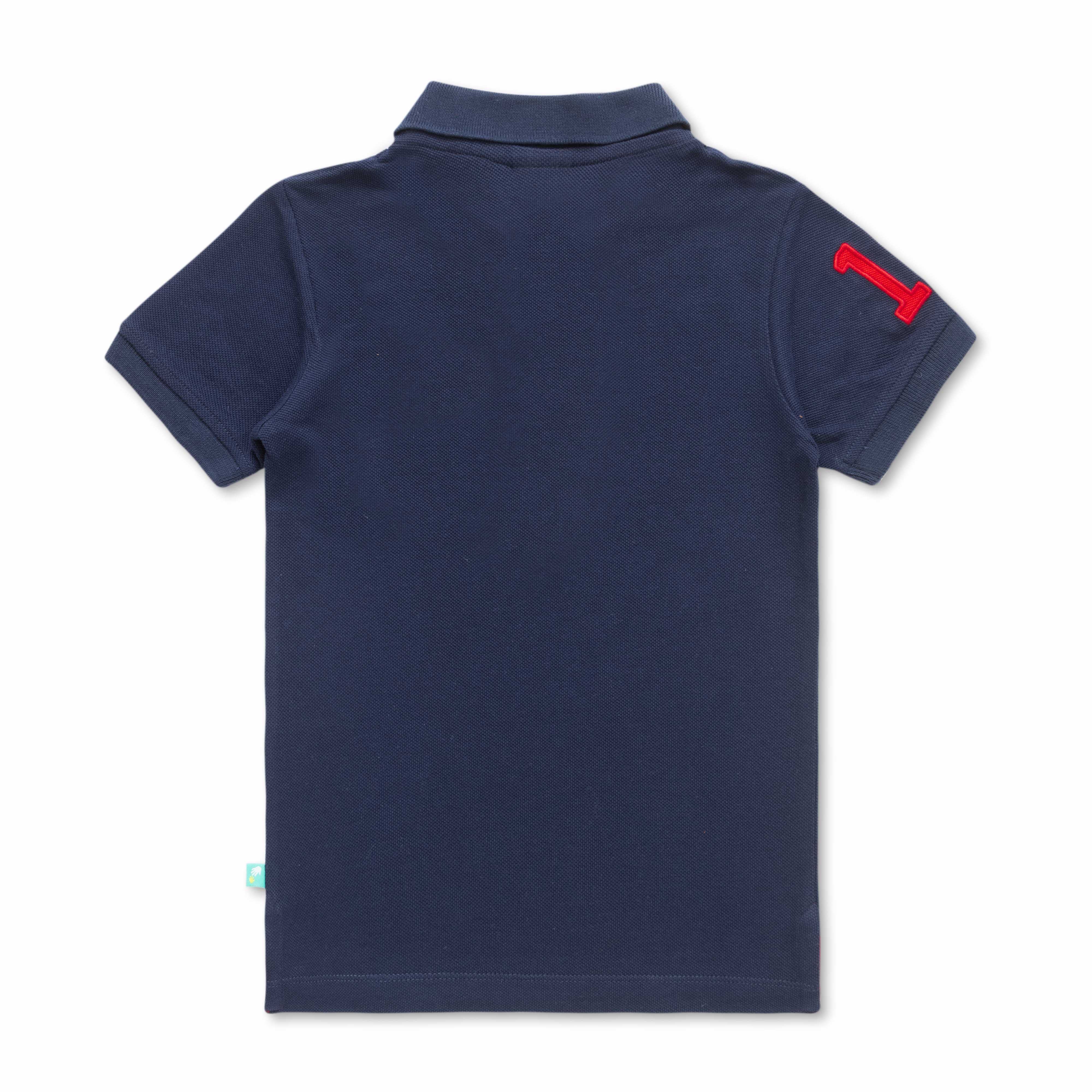 Boys Shoulder Patch work & chest Emboridery work Half Sleeve  BioWashed Polo T-shirts