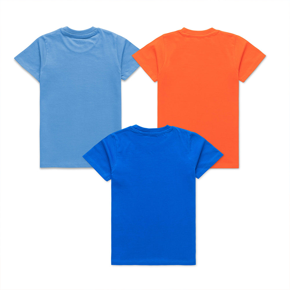 "Boys' Fun Graphic T-Shirt Combo – Pack of 3 (Shark, Astronaut & Race Car Prints)"