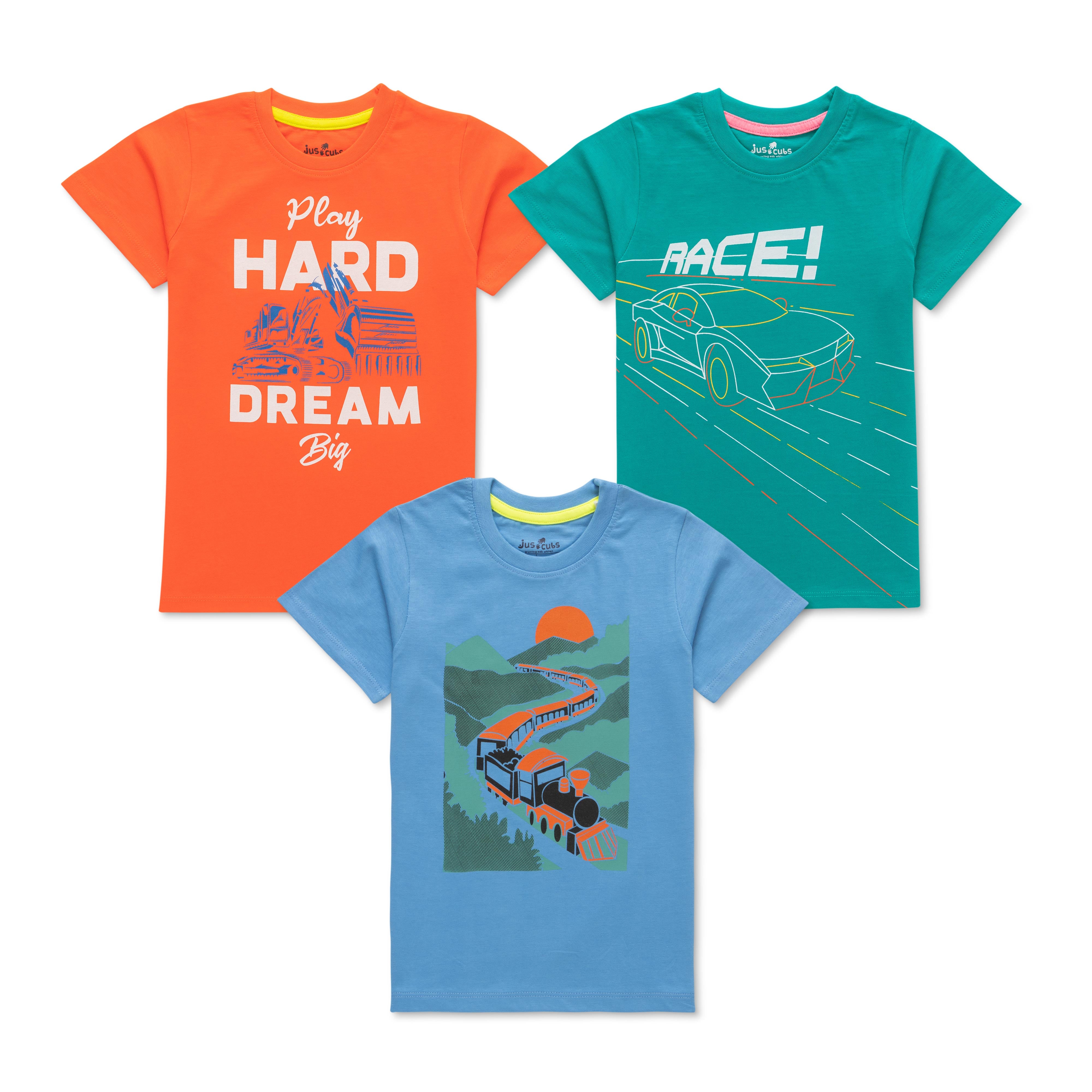 Boys Half Sleeves  Printed Tee Pack Of 3
