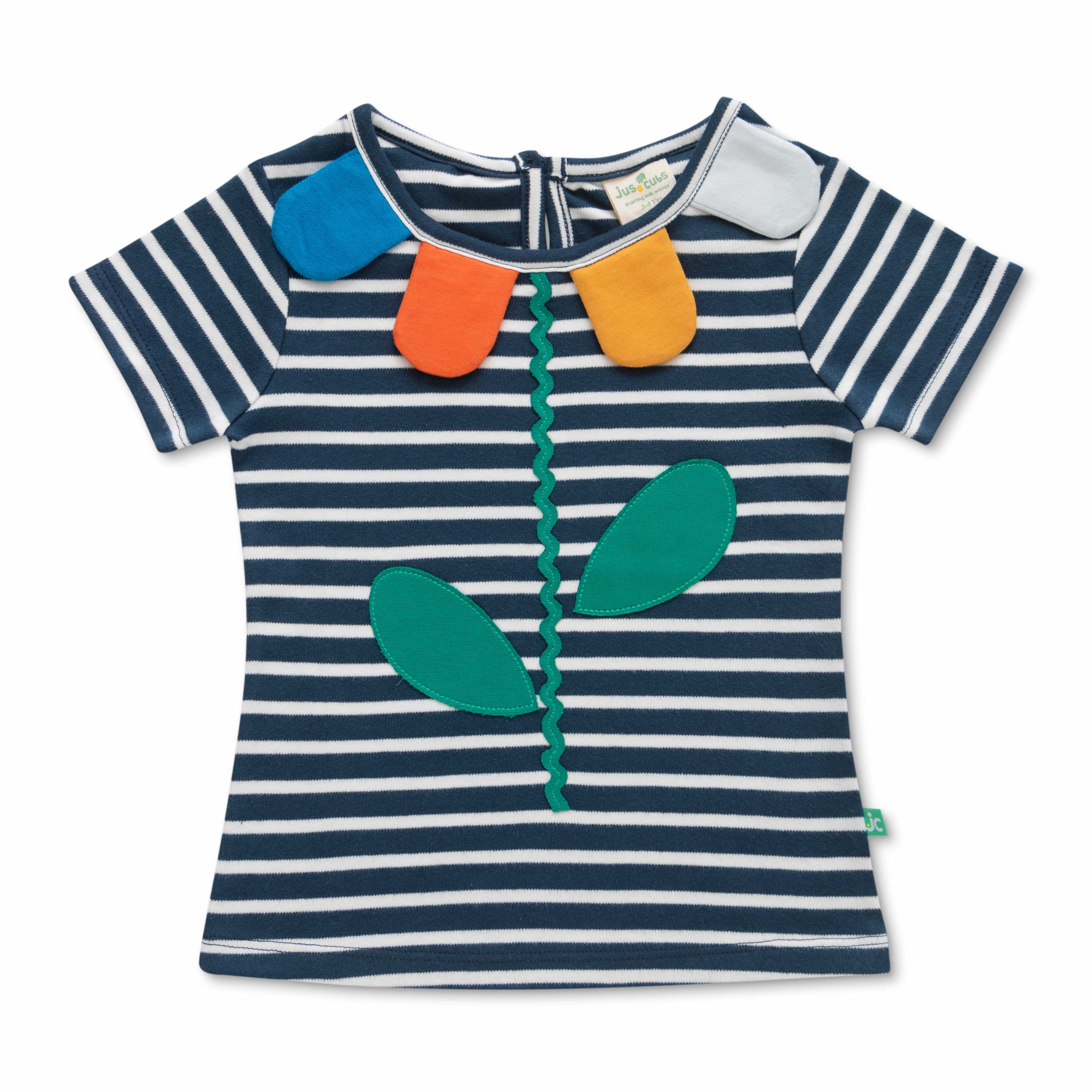 Girls Jersey Toddlers Embroidered T-Shirt - Navy Blue
