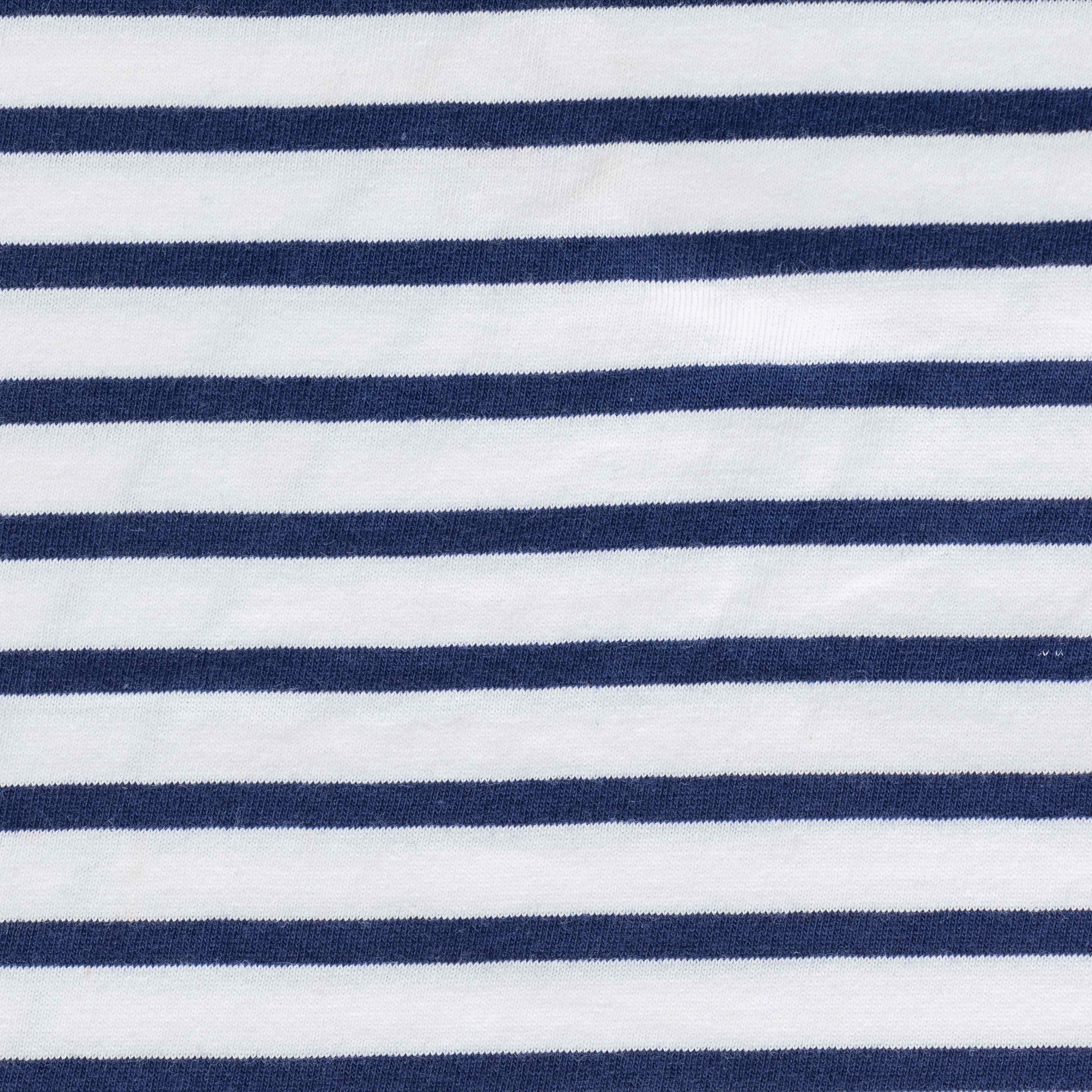 Girls Toddler Striped Round Neck Detail Cotton T-Shirt Navy