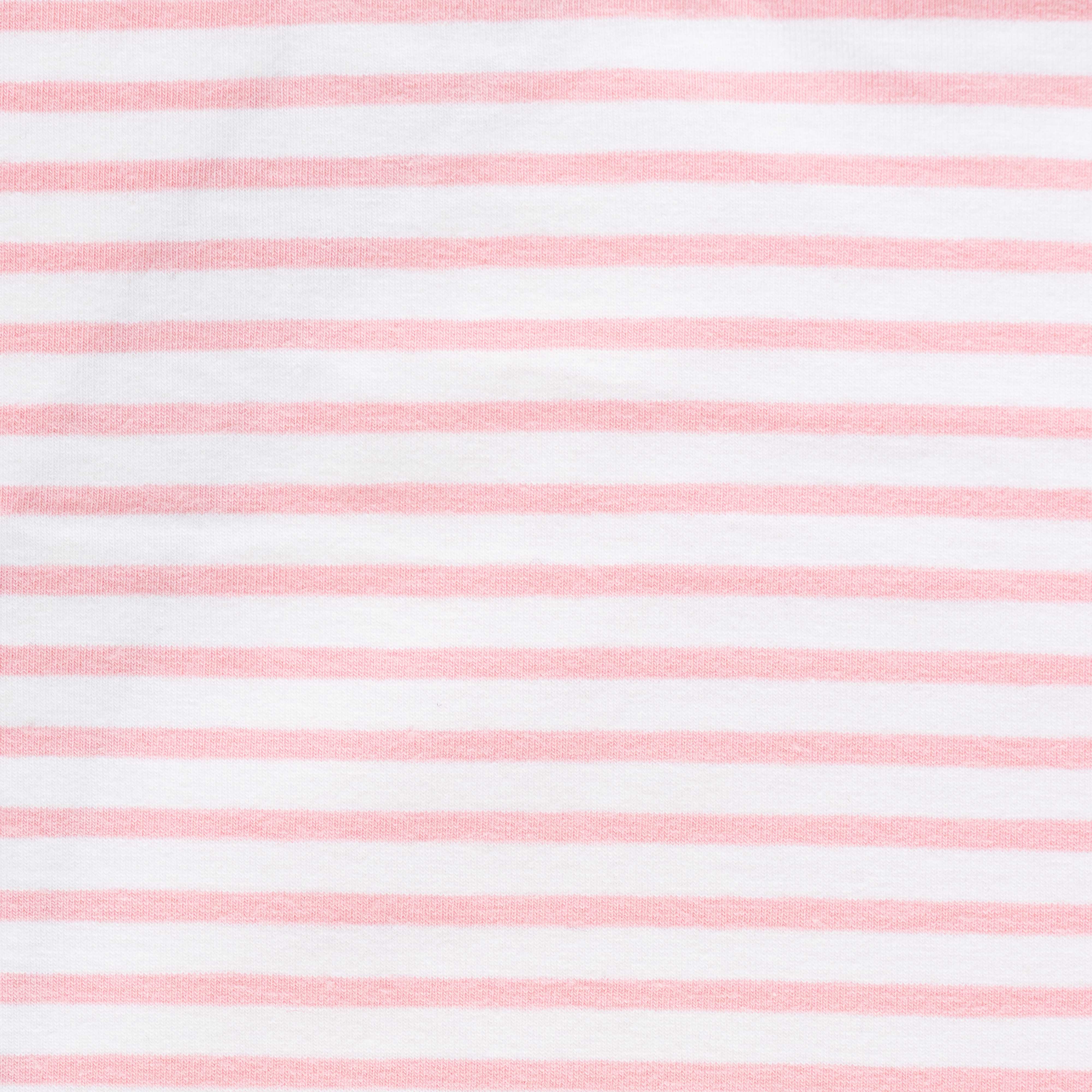 Girls Cotton Toddler Striped T Shirt With Embellished Pocket Round Neck Pink