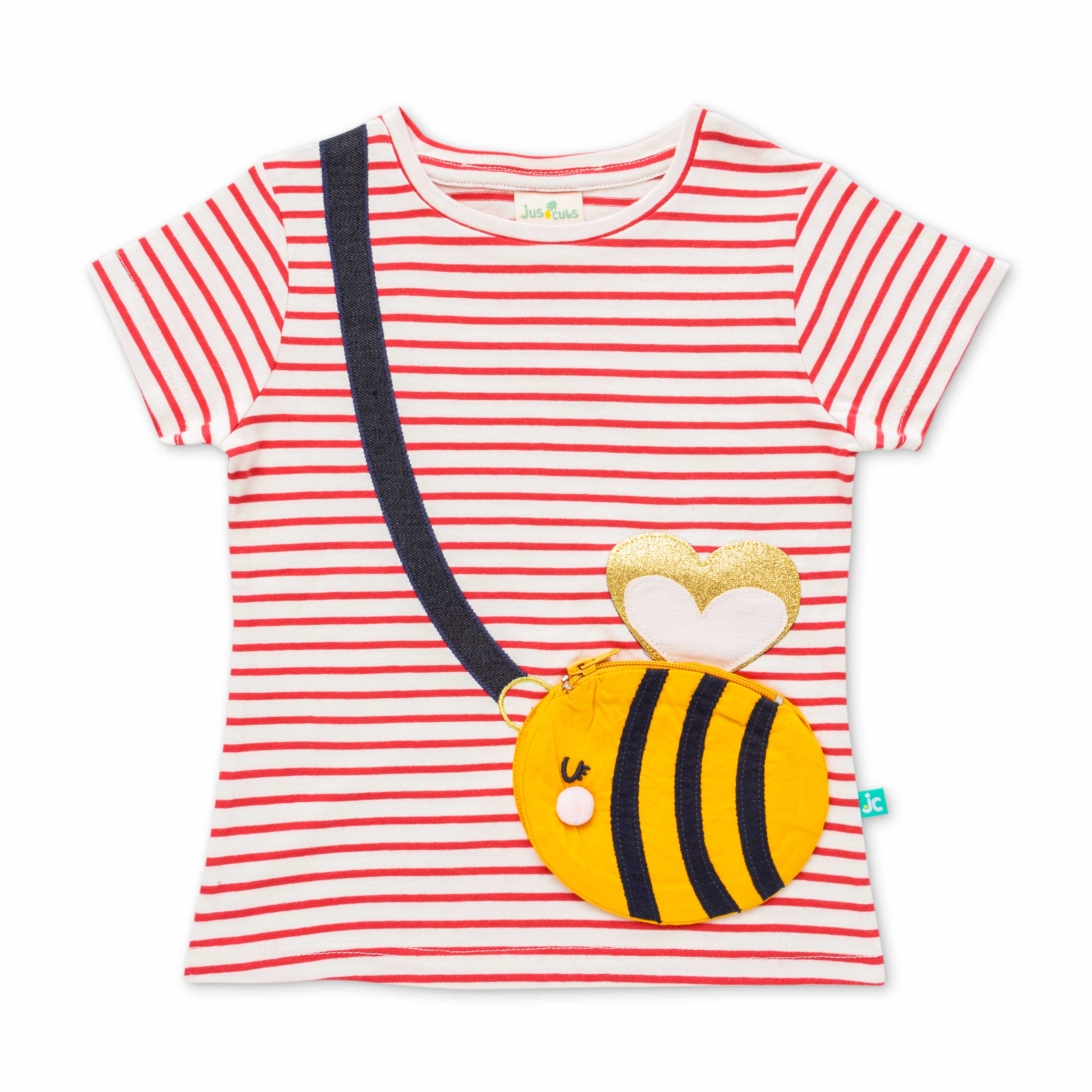 Girls Cotton Toddler Striped T Shirt Round Neck Red