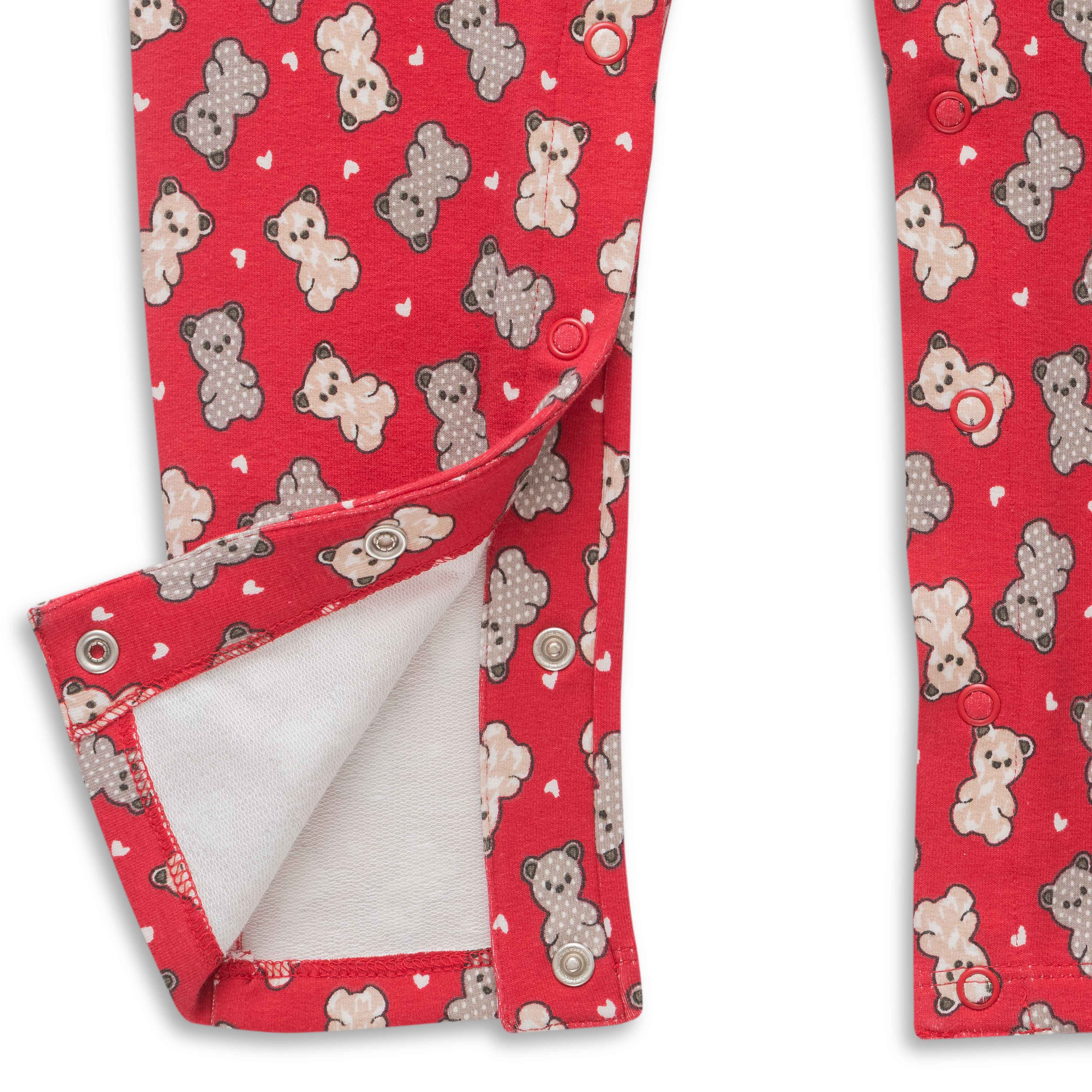 Girls Interlock Infants All Over Print Dungaree - Red