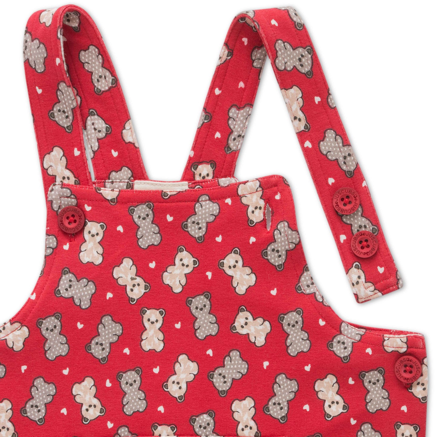 Girls Interlock Infants All Over Print Dungaree - Red