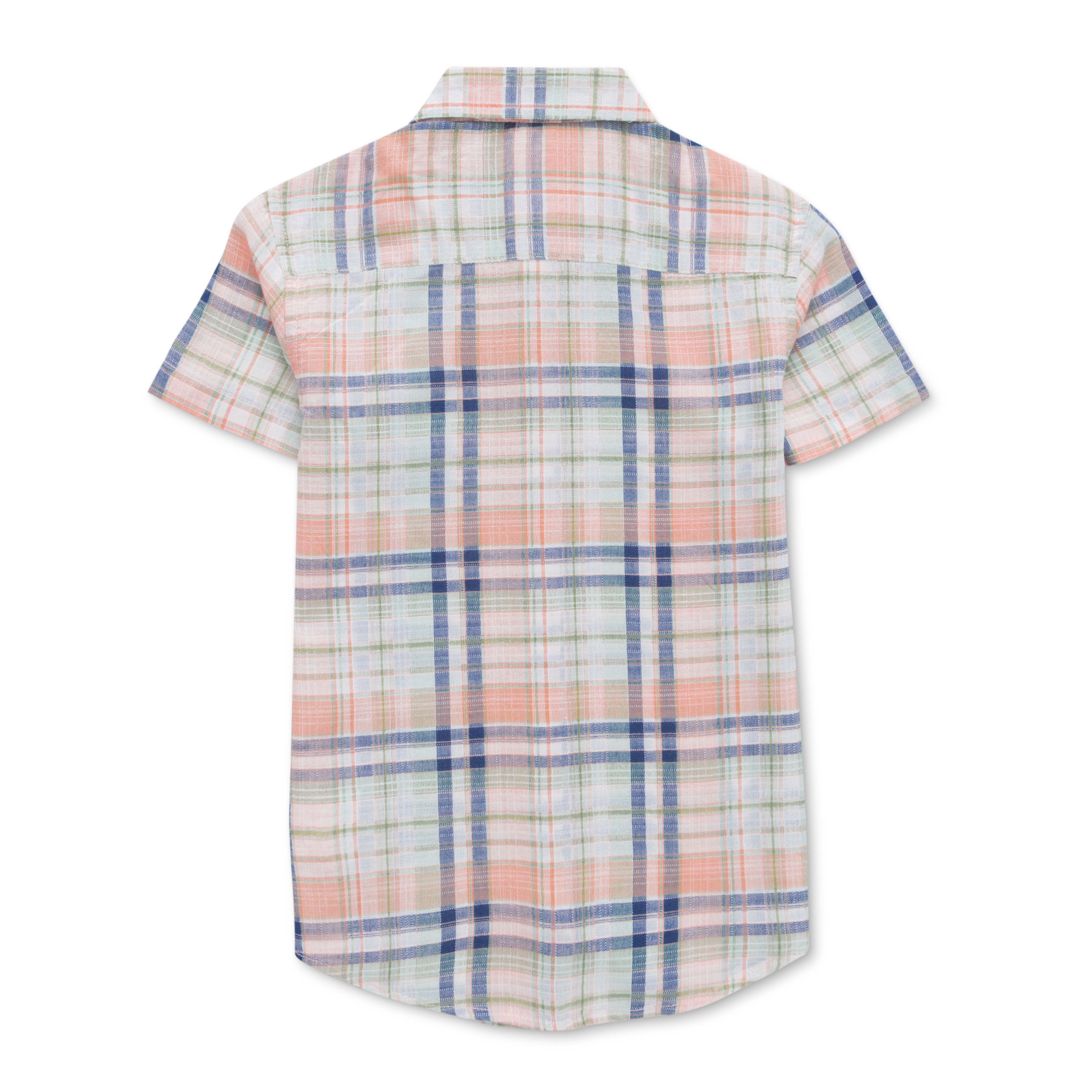 Boys Regular Fit Checked Casual Shirt-Off White