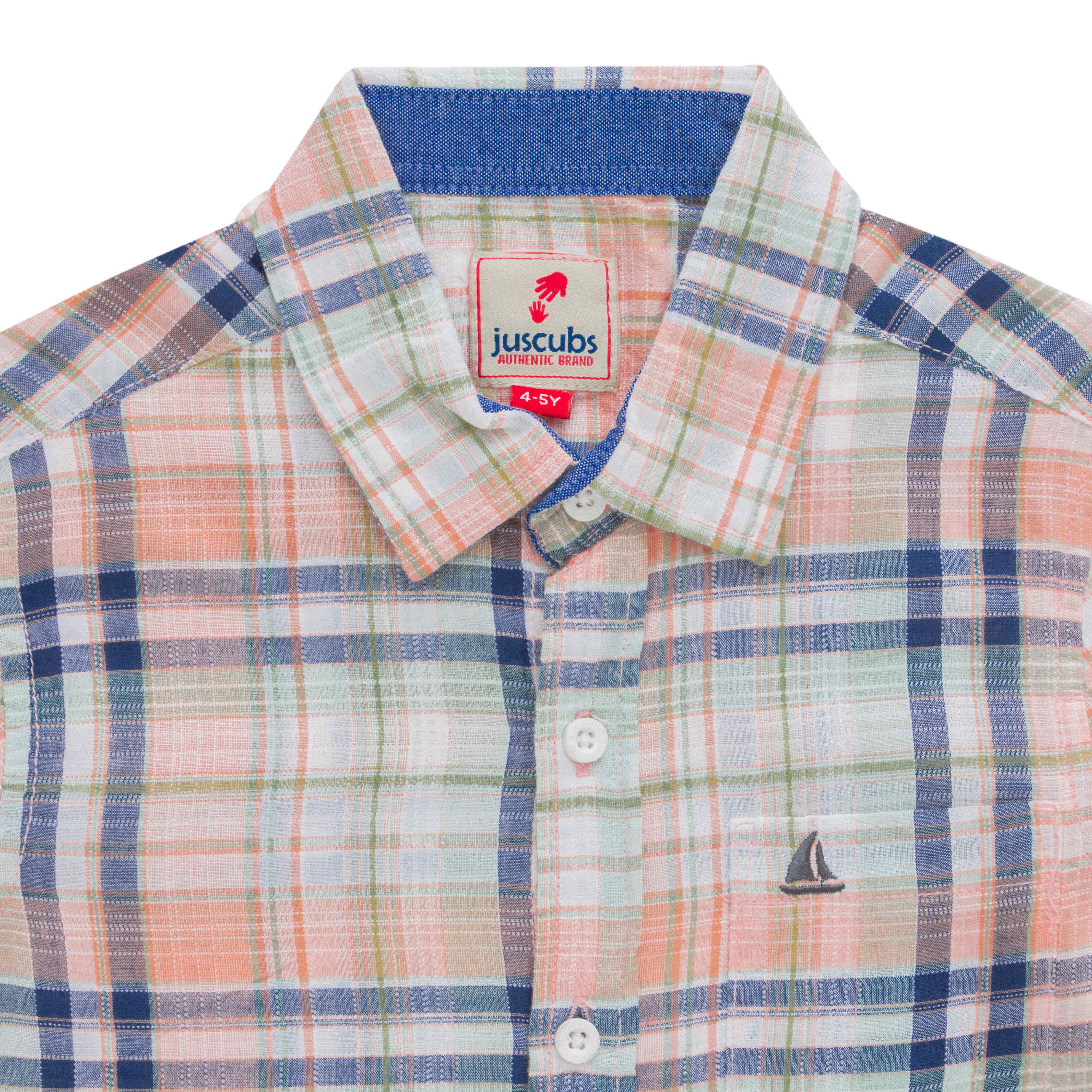 Boys Regular Fit Checked Casual Shirt-Off White