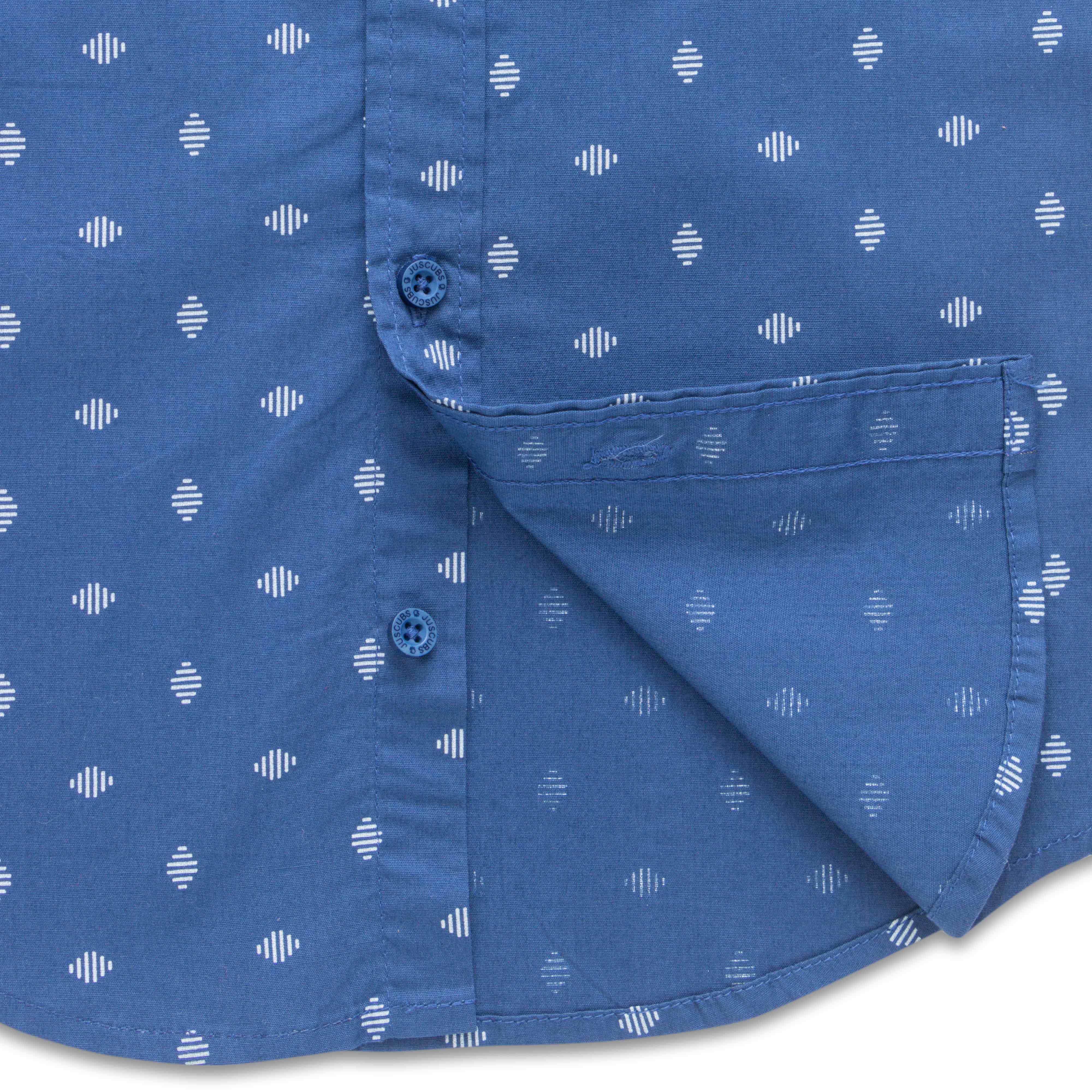 "Boys' Stylish Blue Printed Shirt & Mustard Cotton Shorts Set – Summer Casual Outfit"