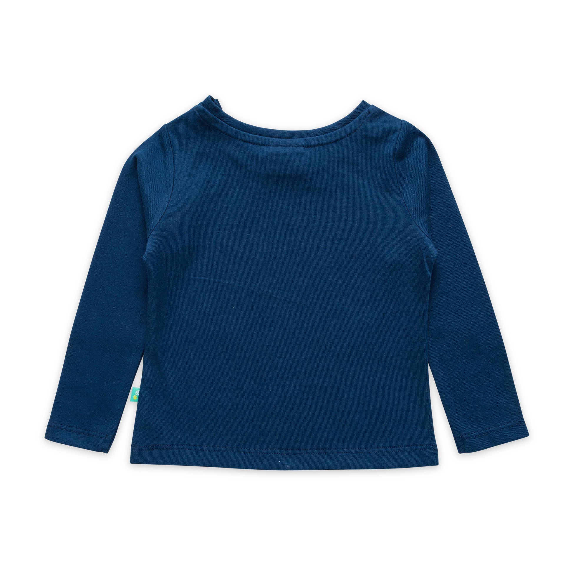 "Baby Girls' Navy Blue 'Pretty Traveler' Long Sleeve T-Shirt – Cartoon Animal Print"
