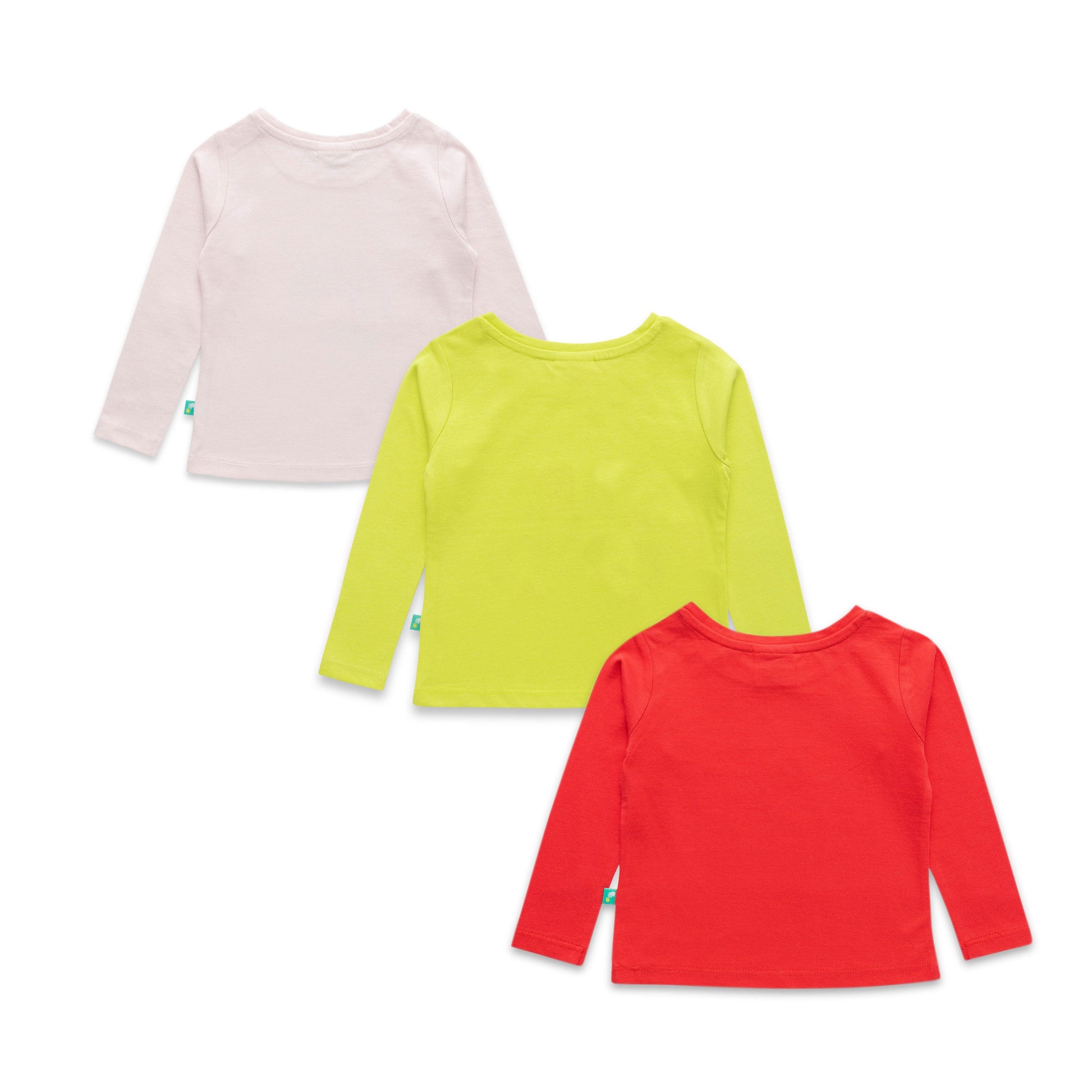 "Girls' Printed Cotton T-Shirt Combo Pack - Set of 3 (Rainbow, Be Brave, Food Print)"