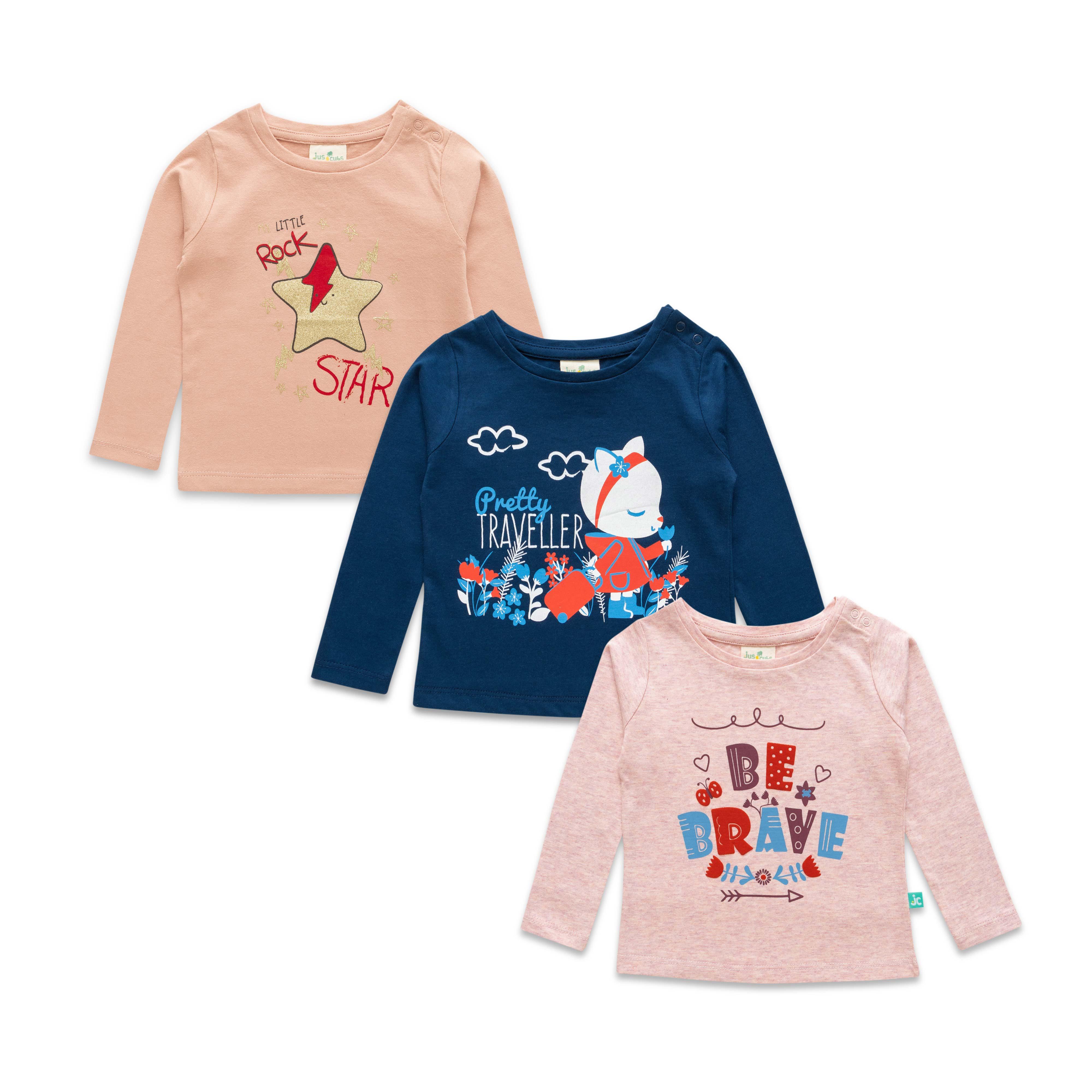 Baby Girls Graphic Printed T Shirts Combo Pack - Juscubs