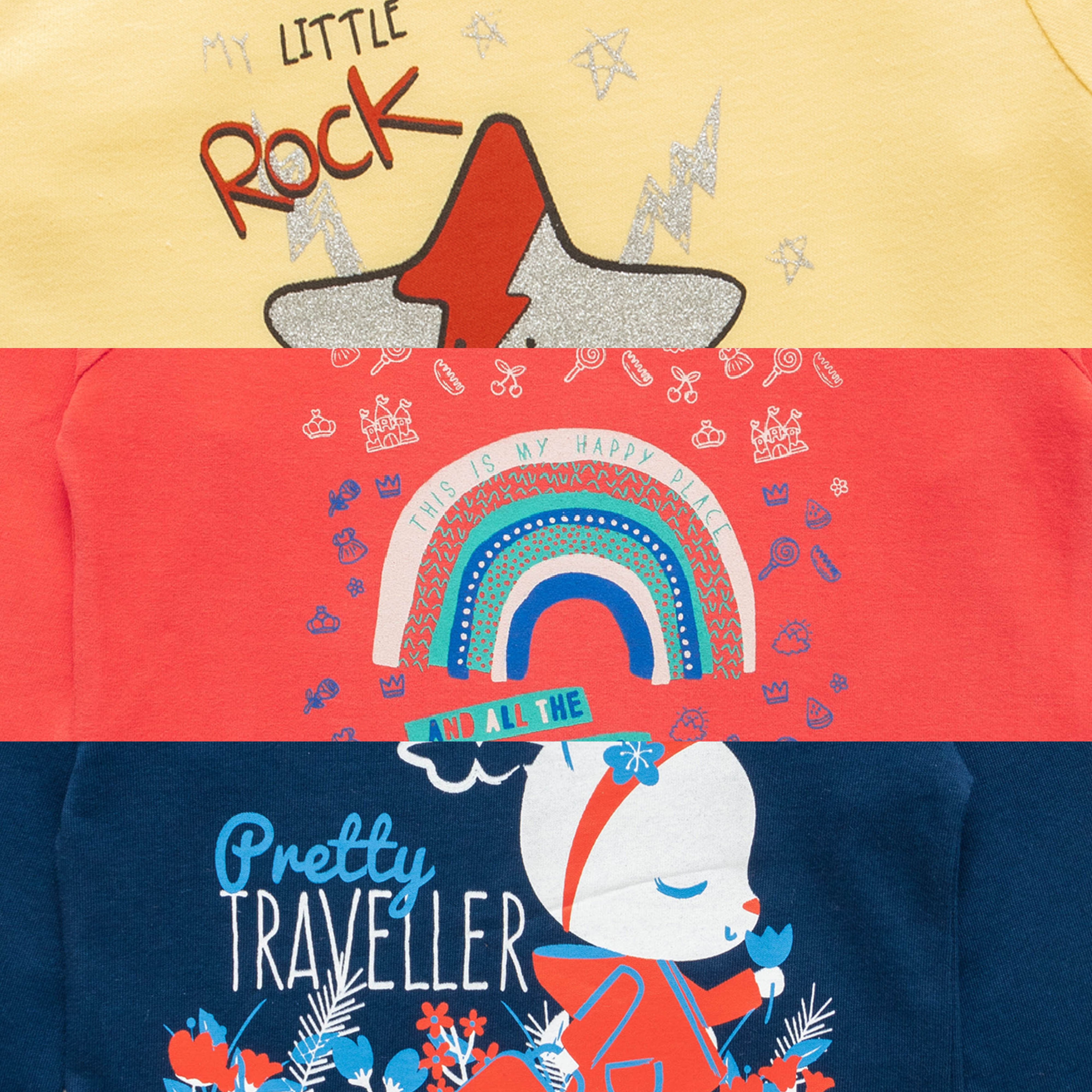 Baby Girls Graphic Printed T Shirts Combo Pack