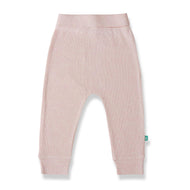 "Grey Ribbed Baby Girls Joggers – Soft Cotton  Pants with Elastic Waist"