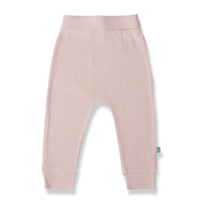 "Grey Ribbed Baby Girls Joggers – Soft Cotton  Pants with Elastic Waist"