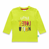 "Baby Boys' Neon Green Full Sleeve T-Shirt – Little Revolution Graphic Print"