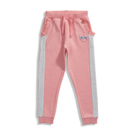 "Baby Girls' Pink Jogger Pants with Contrast Side Panels & Heart Patch – Cotton Blend"