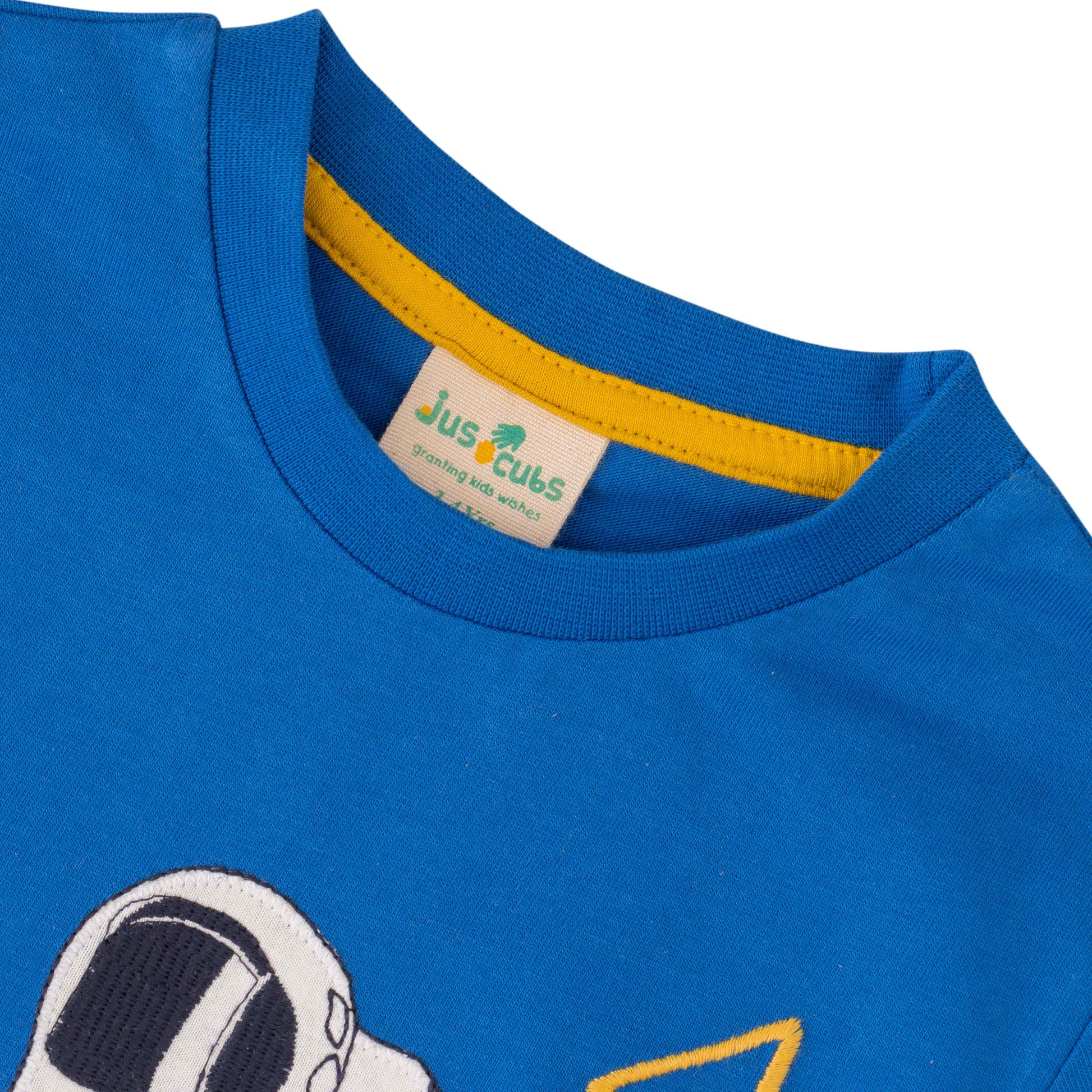 "Baby Boys' Blue Long Sleeve T-Shirt with Astronaut Print – 'Ready to Explore' Theme"