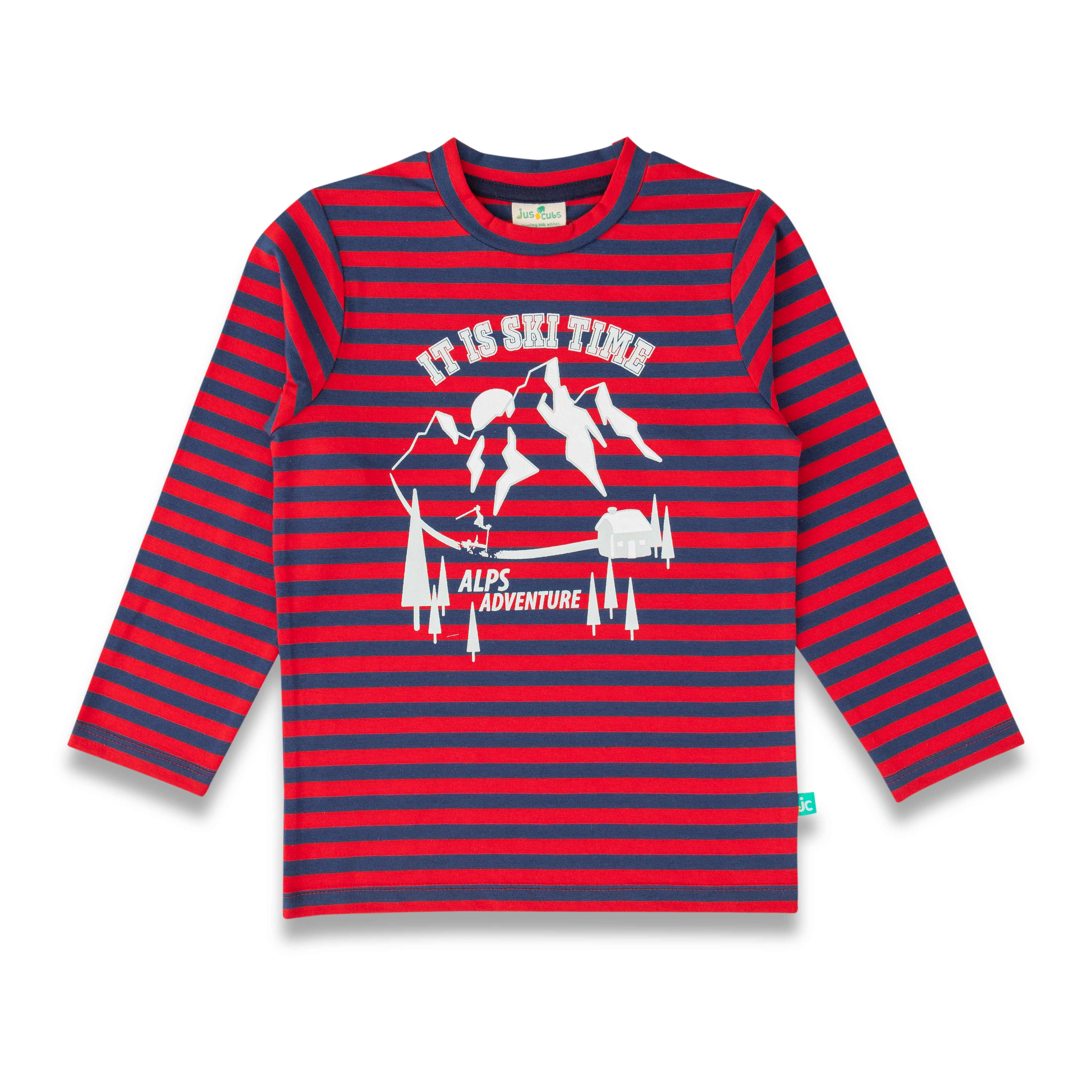 Young Boys Full Sleeve Striped & Graphic Printed T Shirt