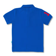 Boys'  Blue Polo T-Shirt with Embroidered Logo & Number Detail