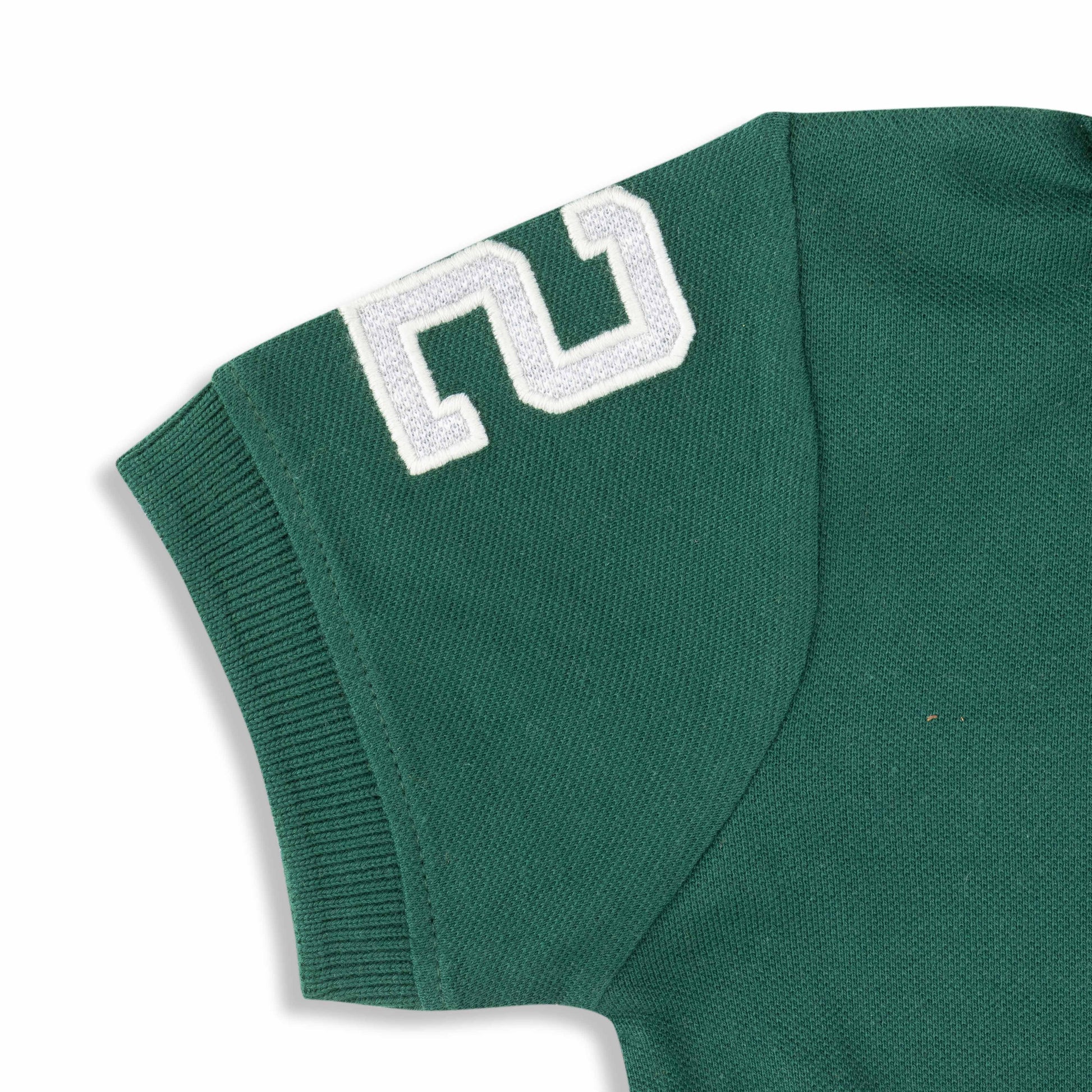 Boys' Dark Green Polo T-Shirt with Embroidered Logo & Sleeve Number Detail