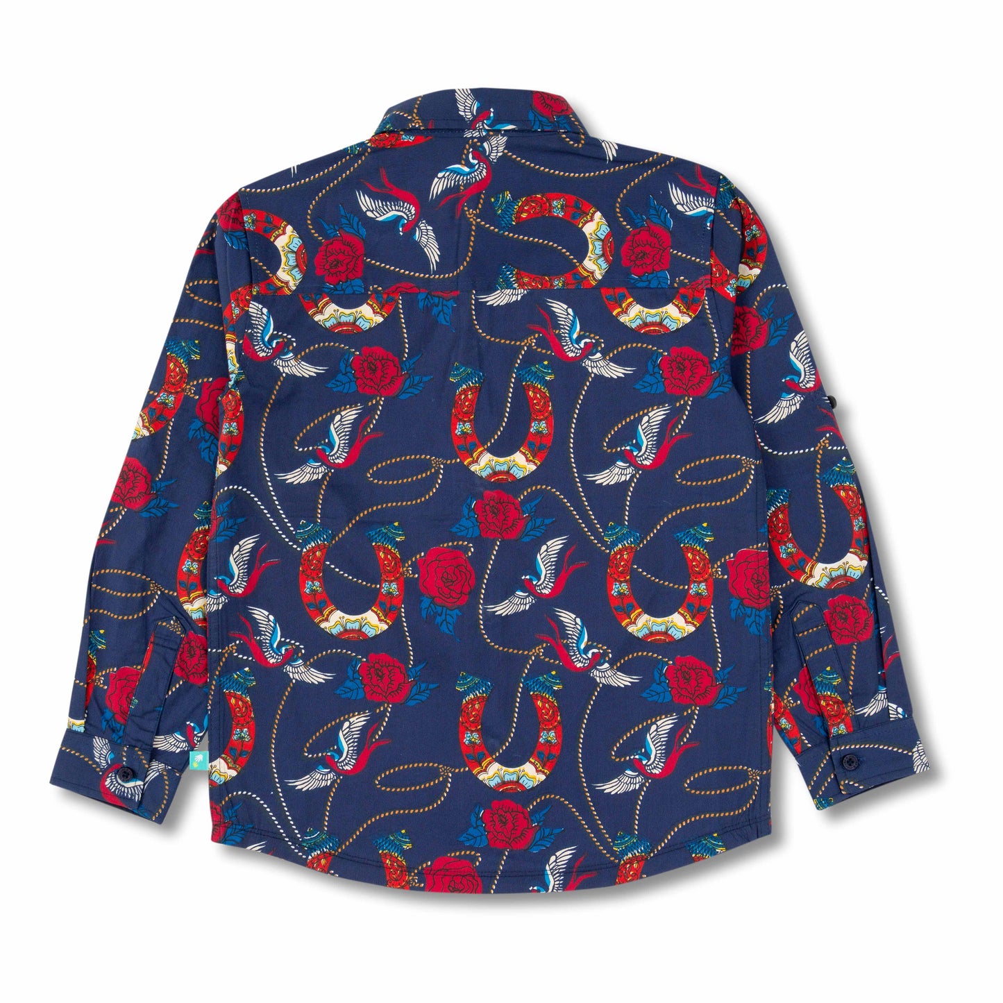 "Navy Printed Full-Sleeve Shirt – Stylish Button-Down for Baby Boys"