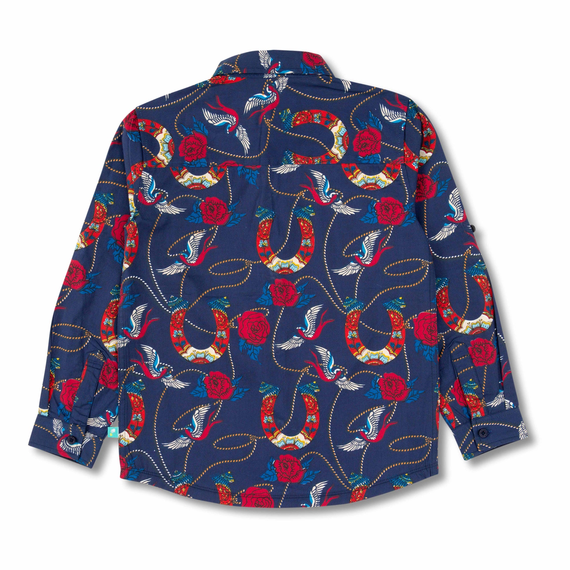 "Navy Printed Full-Sleeve Shirt – Stylish Button-Down for Baby Boys"