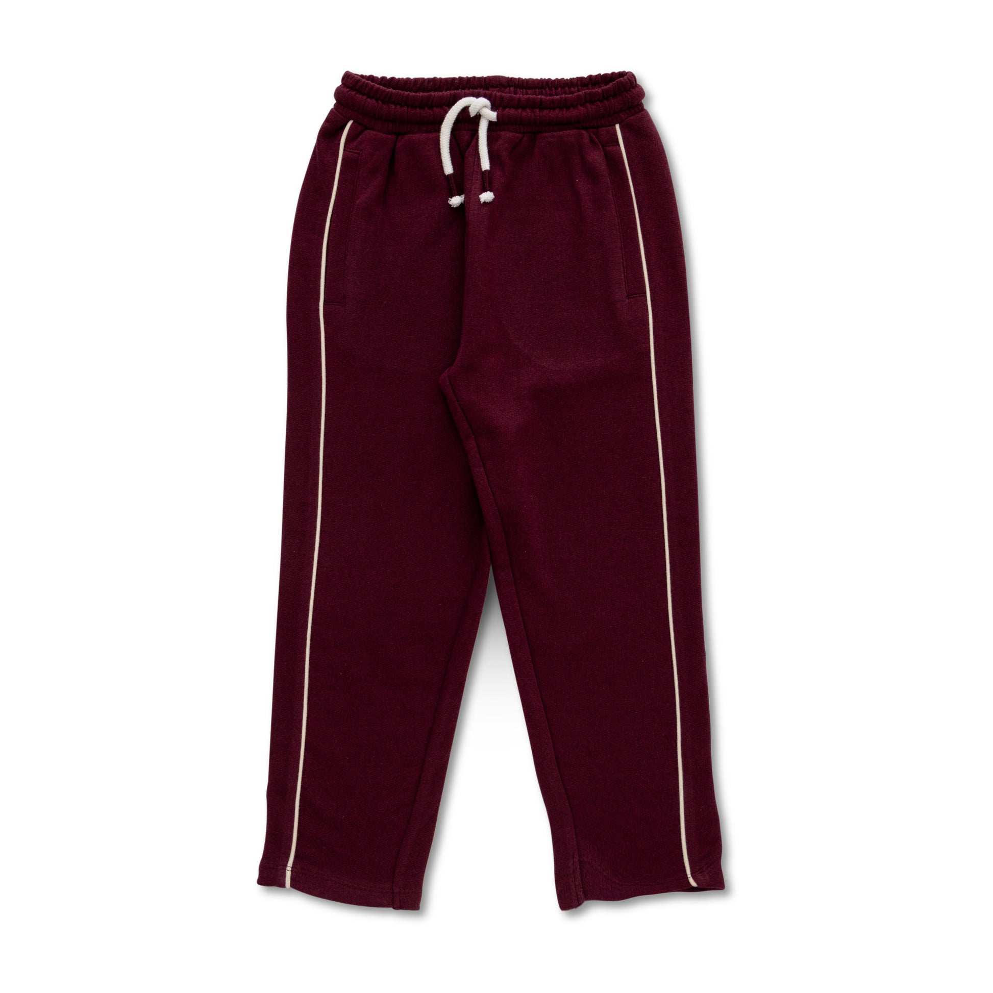 Boys' Maroon Track Pants with Contrast Piping