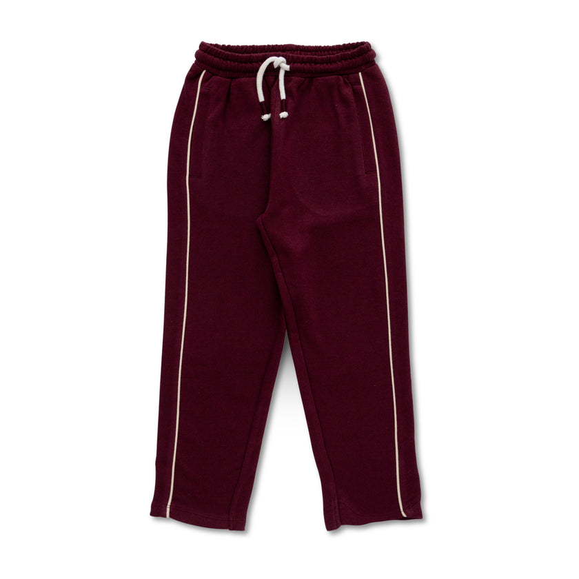 Boys' Maroon Track Pants with Contrast Piping