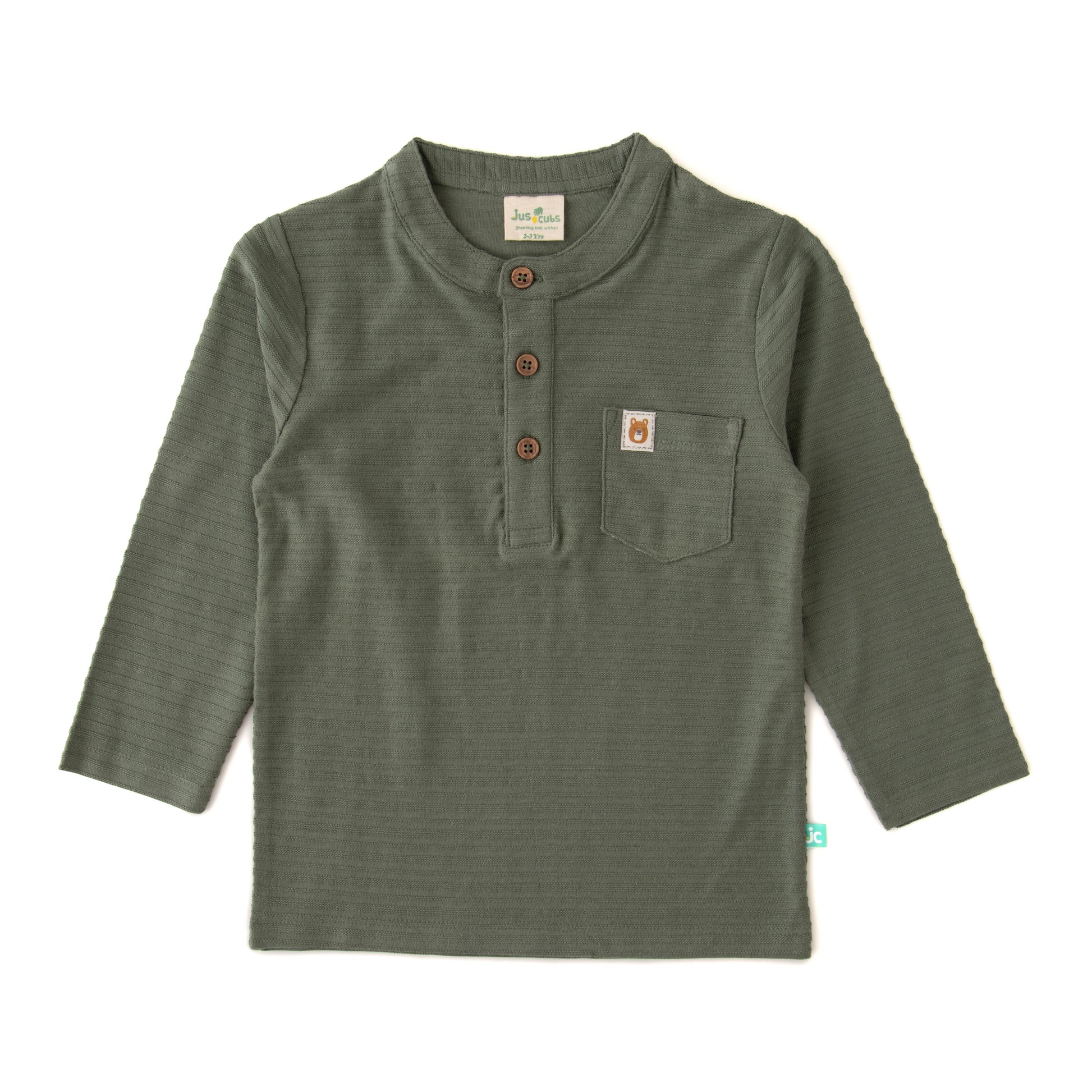 Boys' Ribbed Henley Long-Sleeve T-Shirt with Pocket