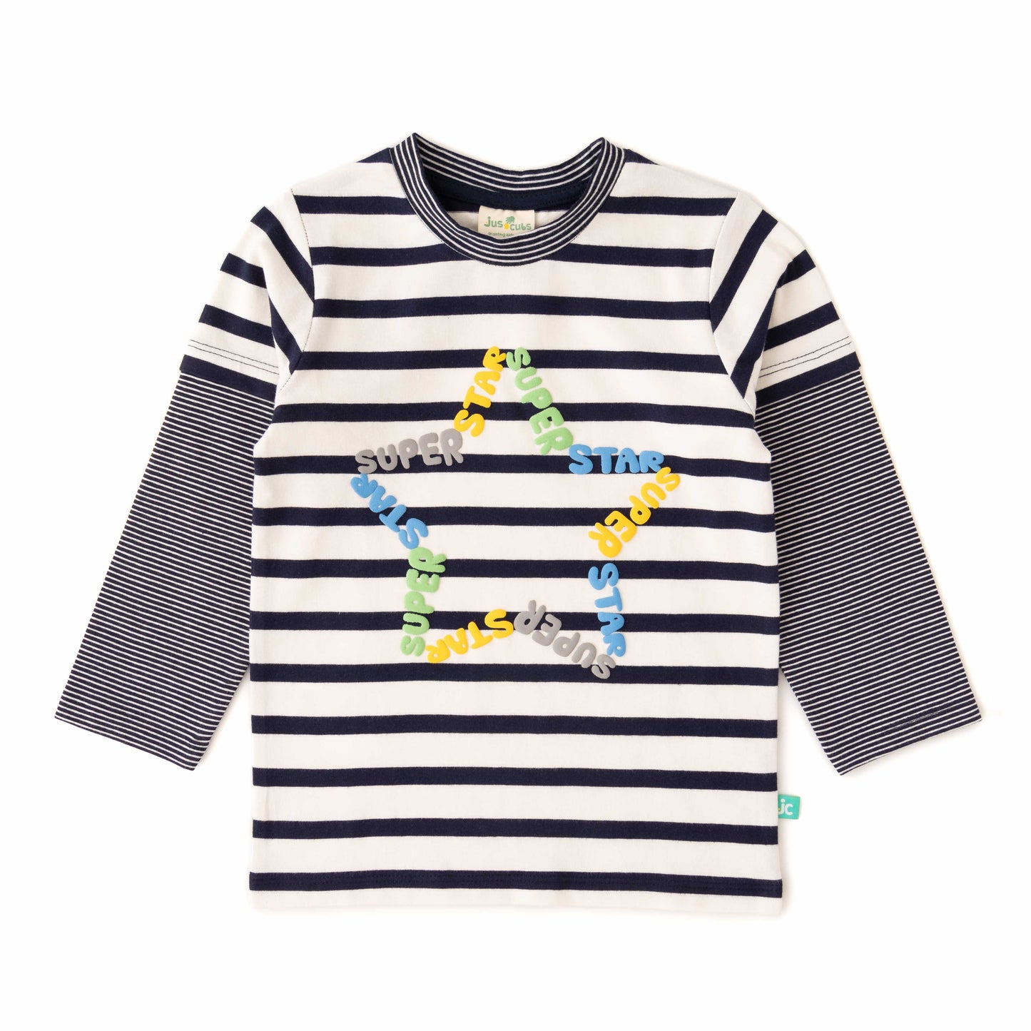 Boys' Striped Long-Sleeve T-Shirt with Superstar Print